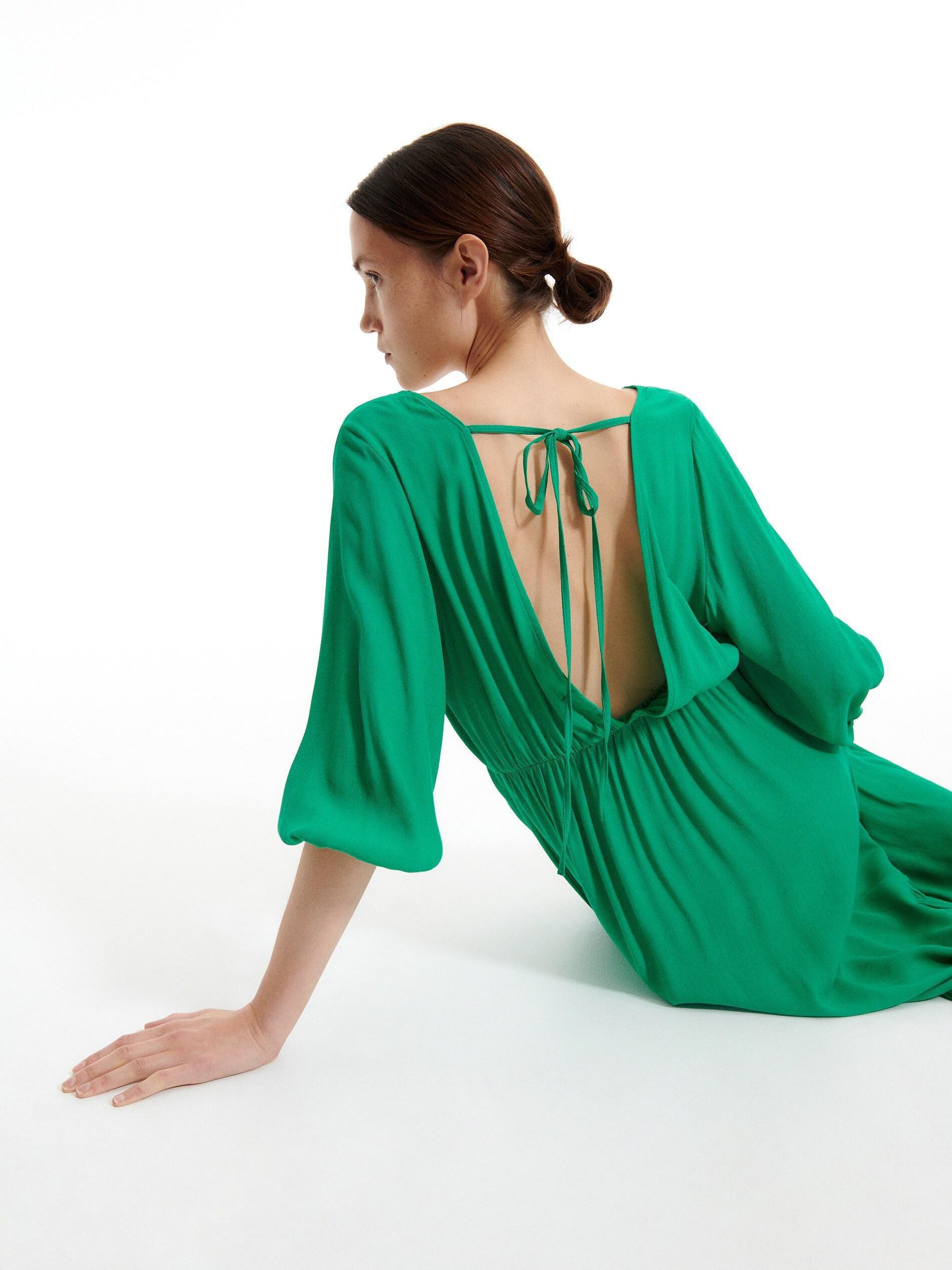 Green Maxi Dress With Ruffle Hem, , large image number 3