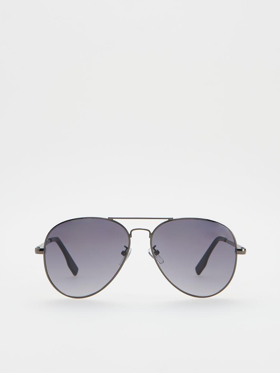 Black Aviator Sunglasses, Black, large image number 0