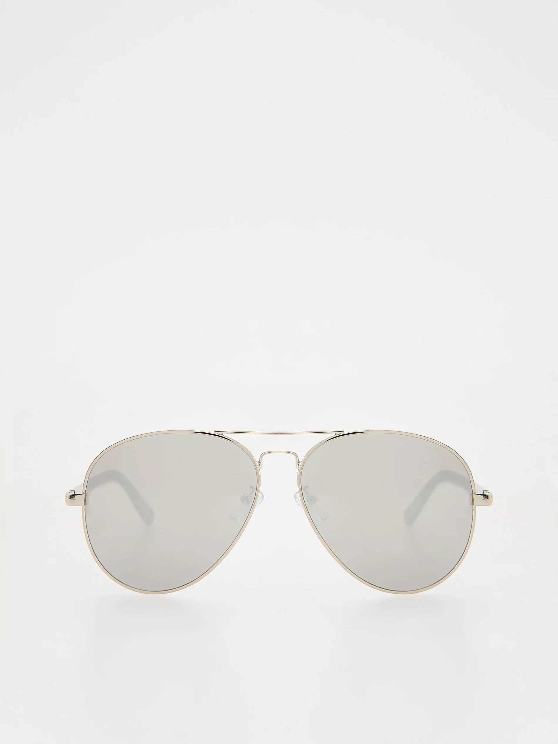 Silver Aviator Sunglasses, Silver, large image number 0