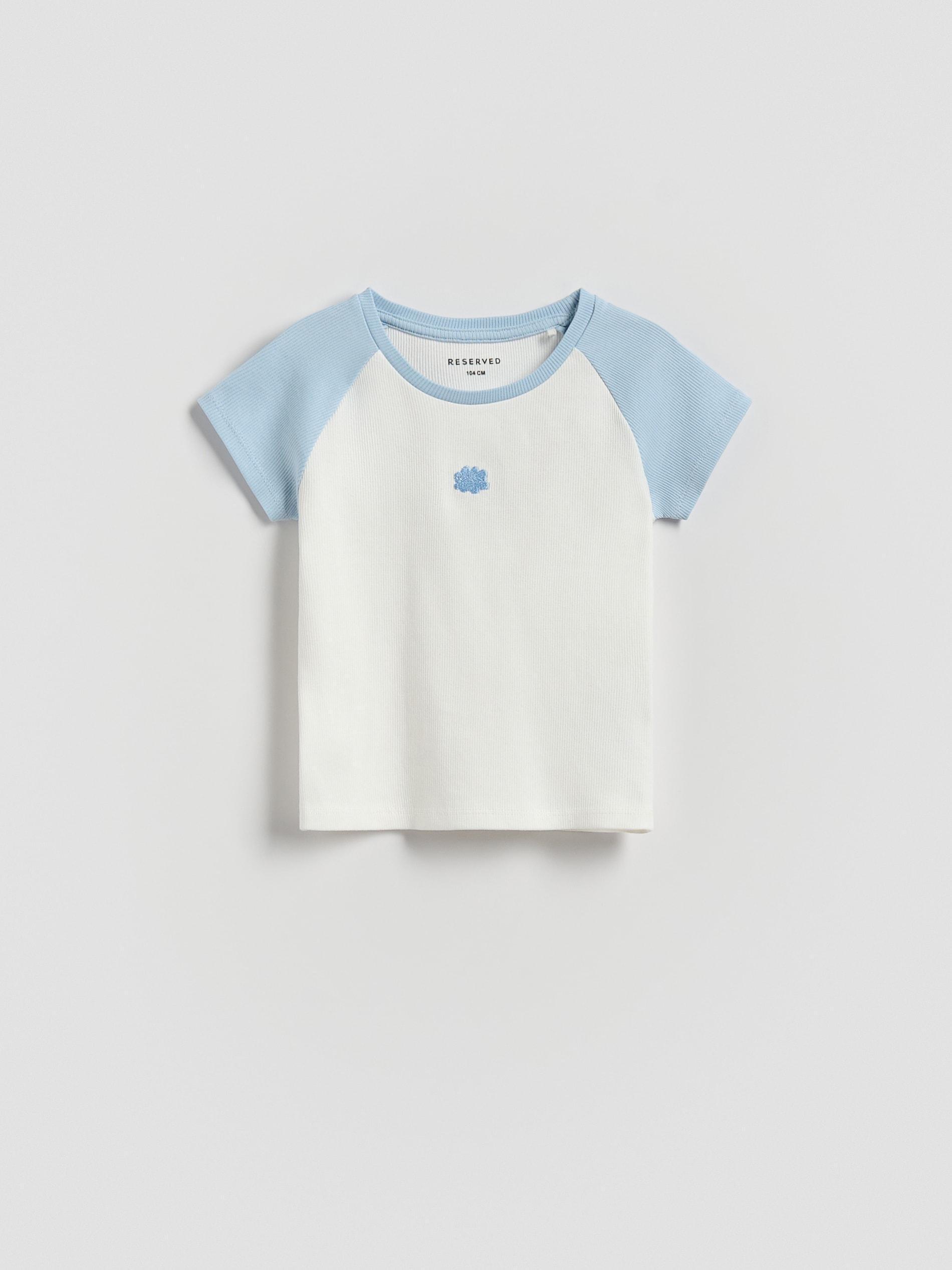 Blue Rib Knit T-Shirt, , large image number 0