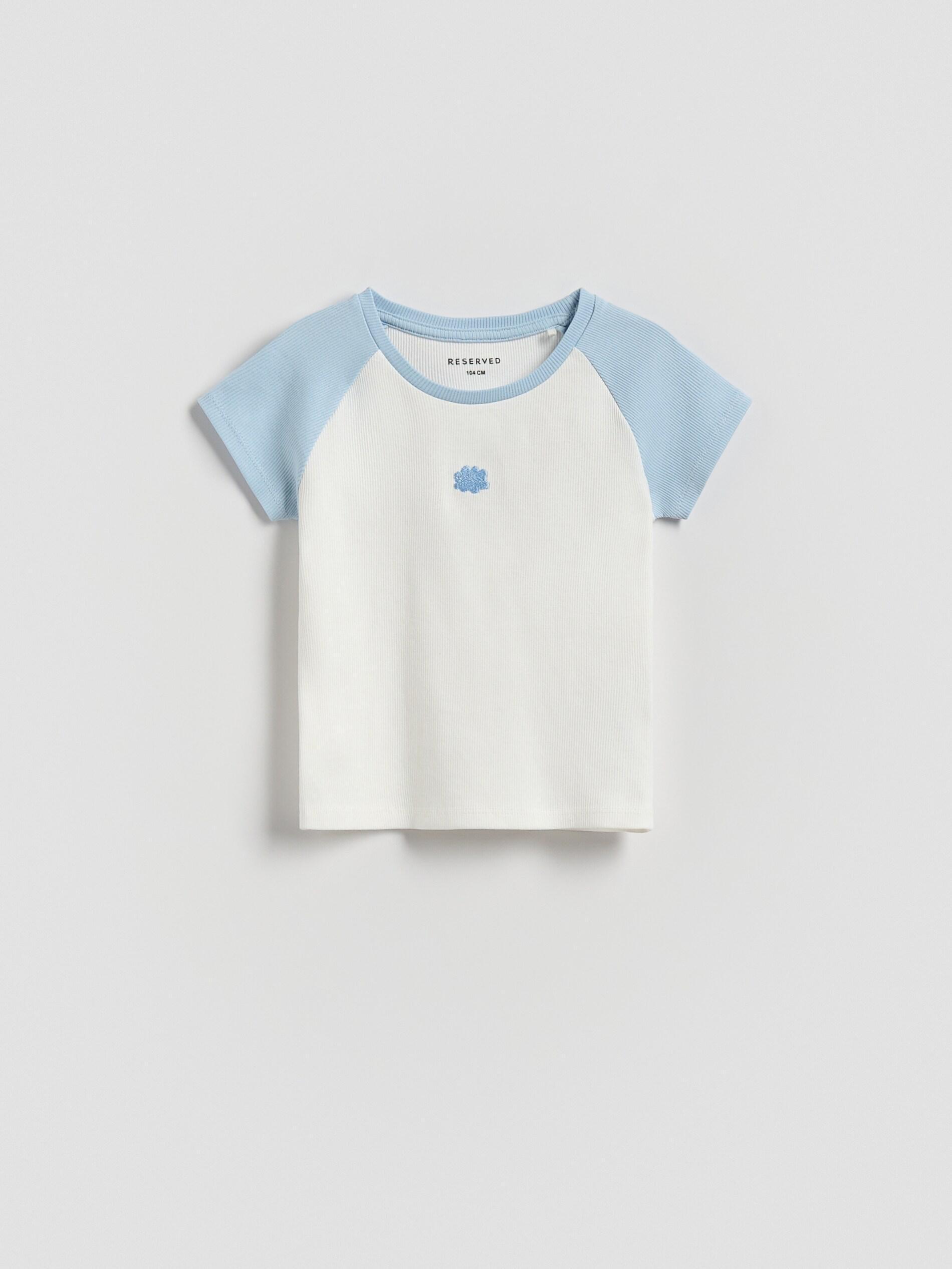 Blue Rib Knit T-Shirt, Blue, medium