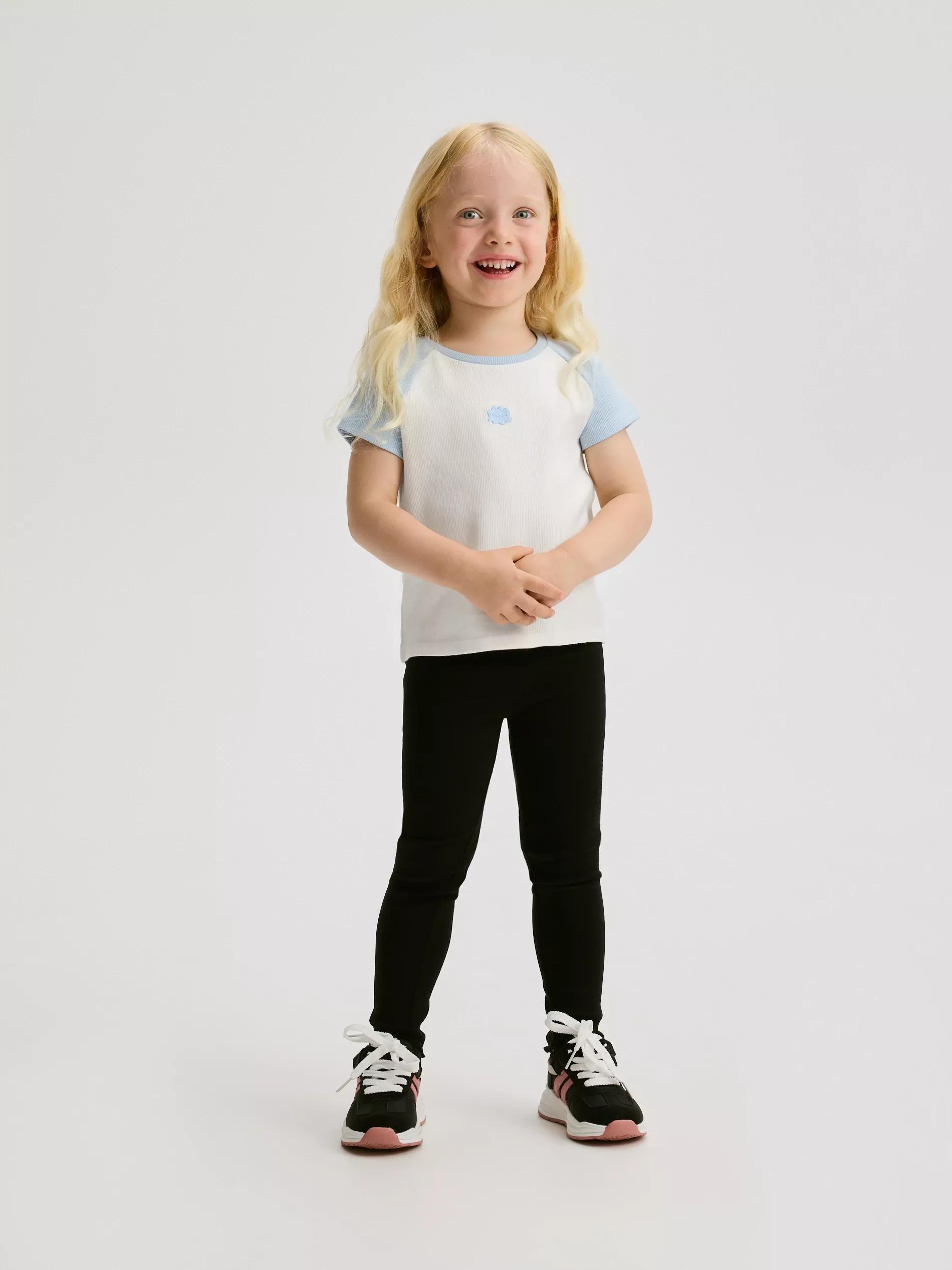 Blue Rib Knit T-Shirt, Blue, medium