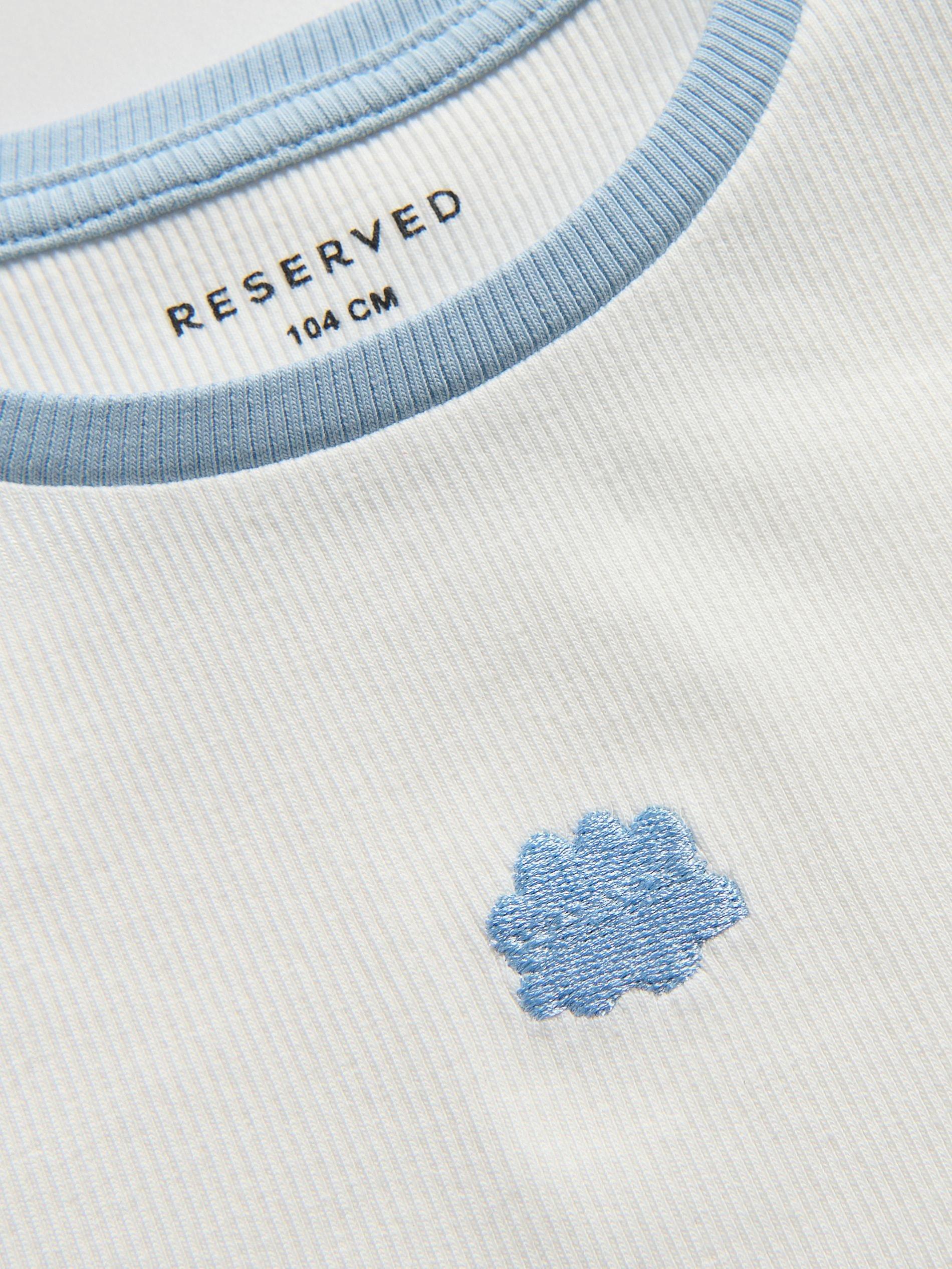 Blue Rib Knit T-Shirt, Blue, large image number 3