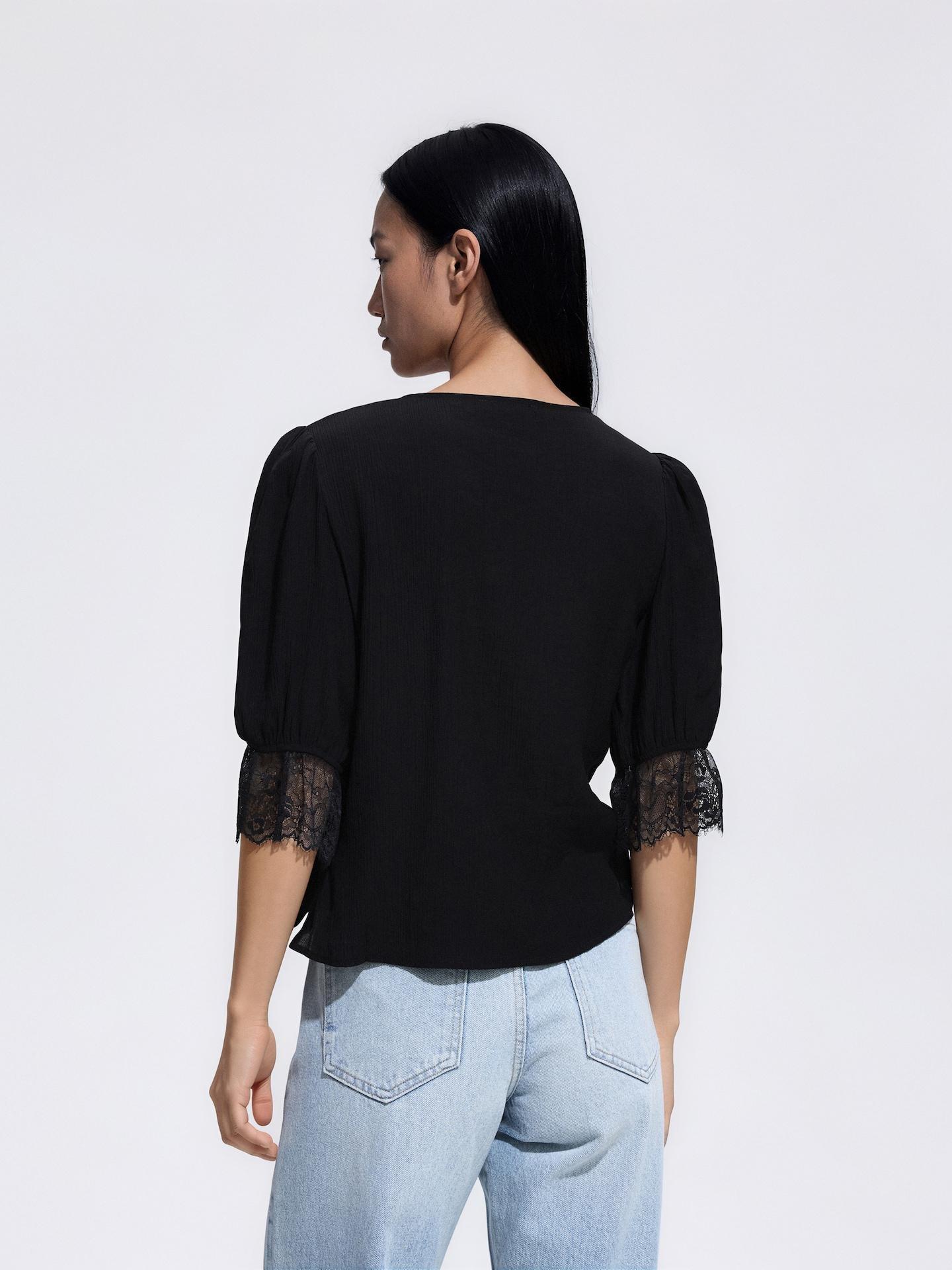 Black Lace Blouse, Black, medium