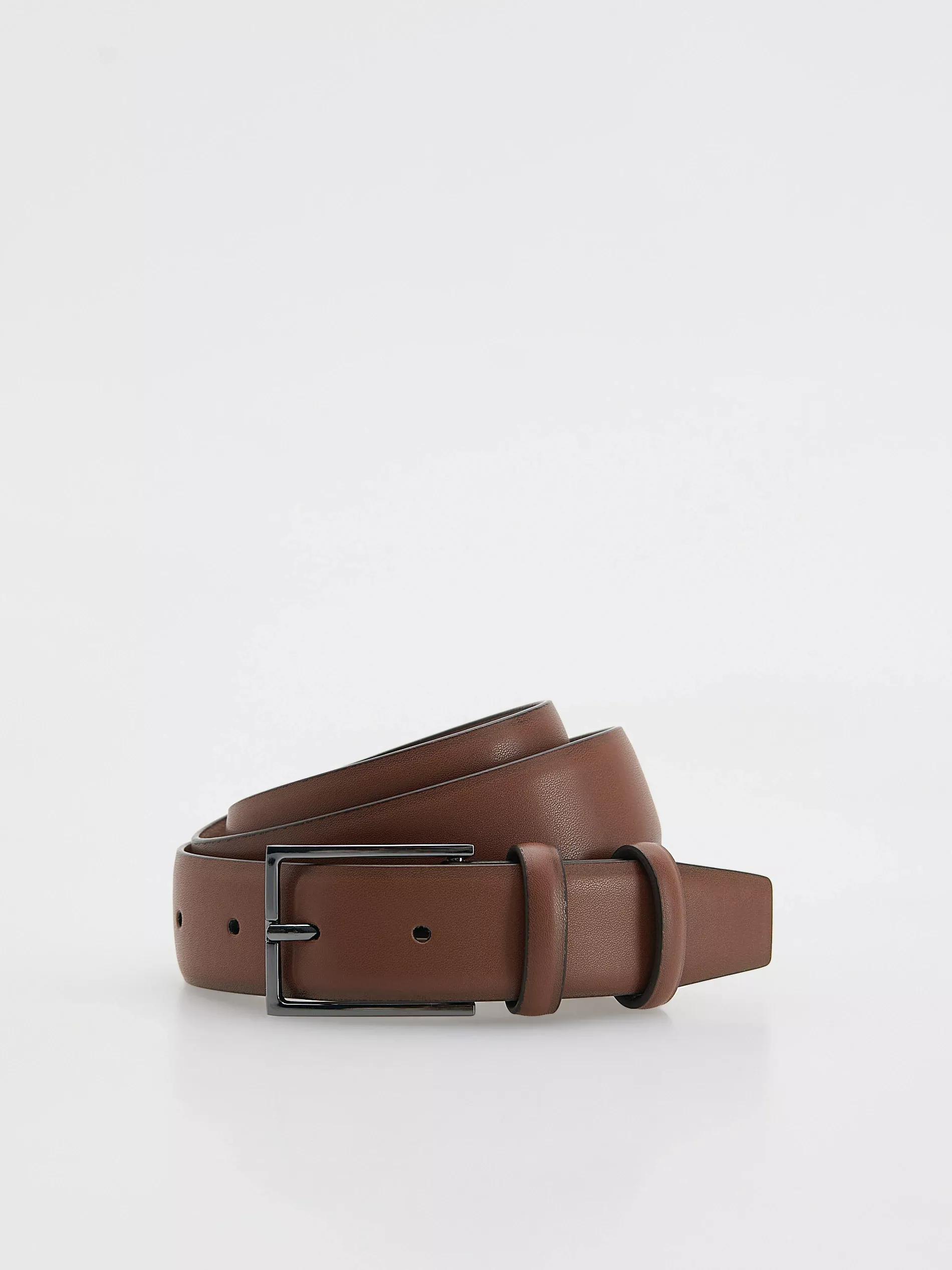 Brown Combined Material Belt, Brown, large image number 1