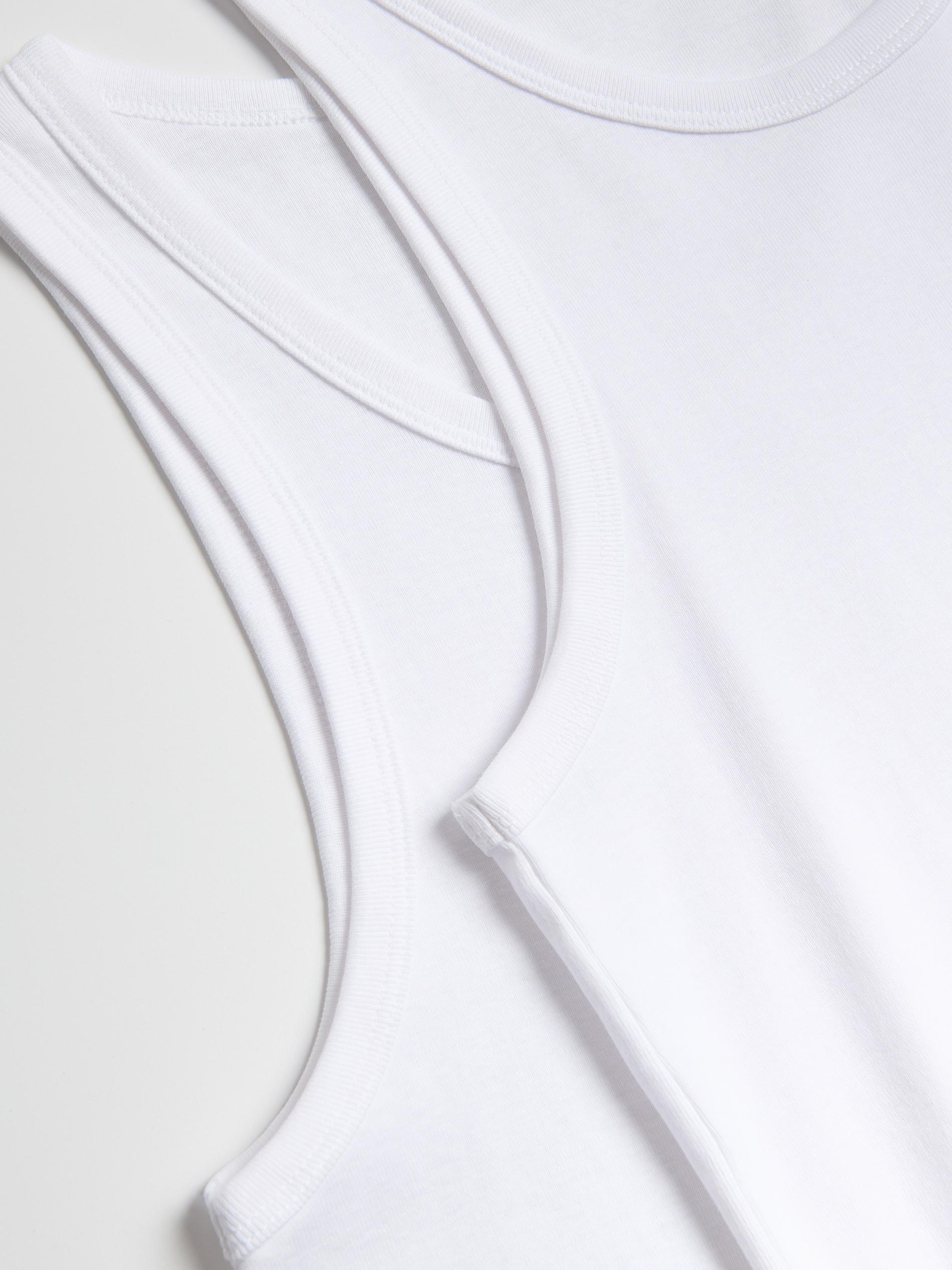 White Ribbed Top 2 Pack, White, medium