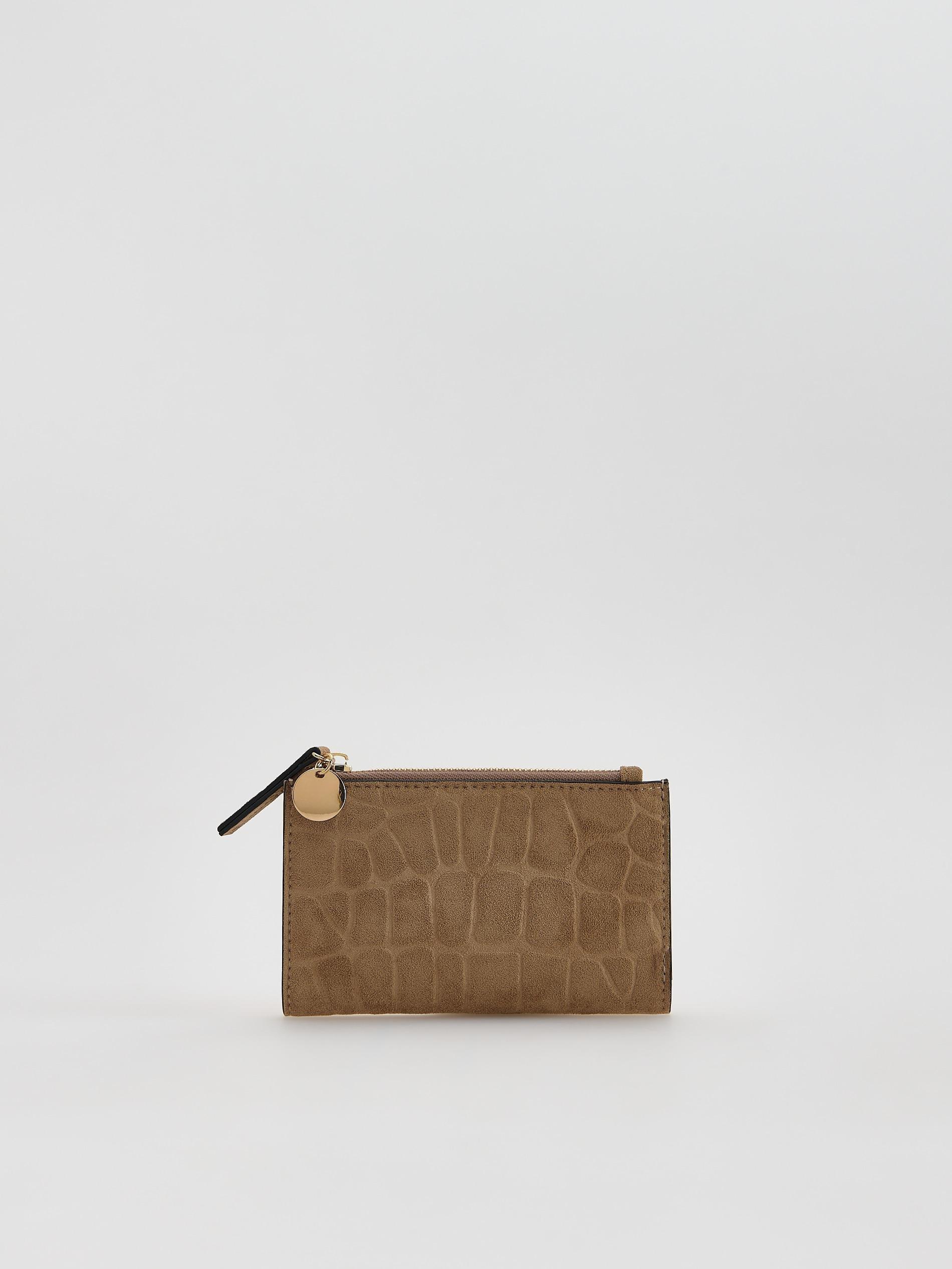 Beige Zip Up Wallet, Beige, medium