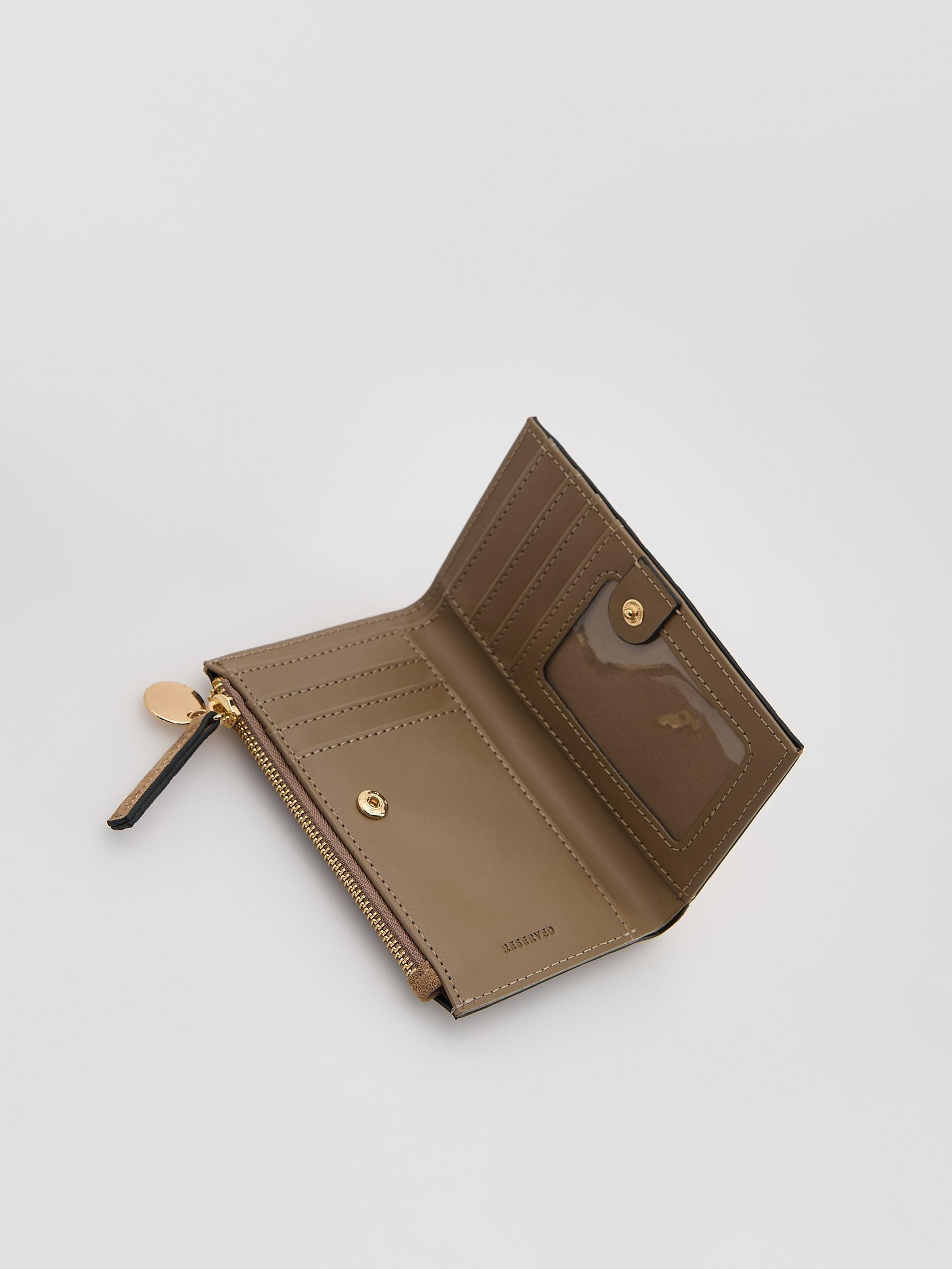 Beige Zip Up Wallet, Beige, medium