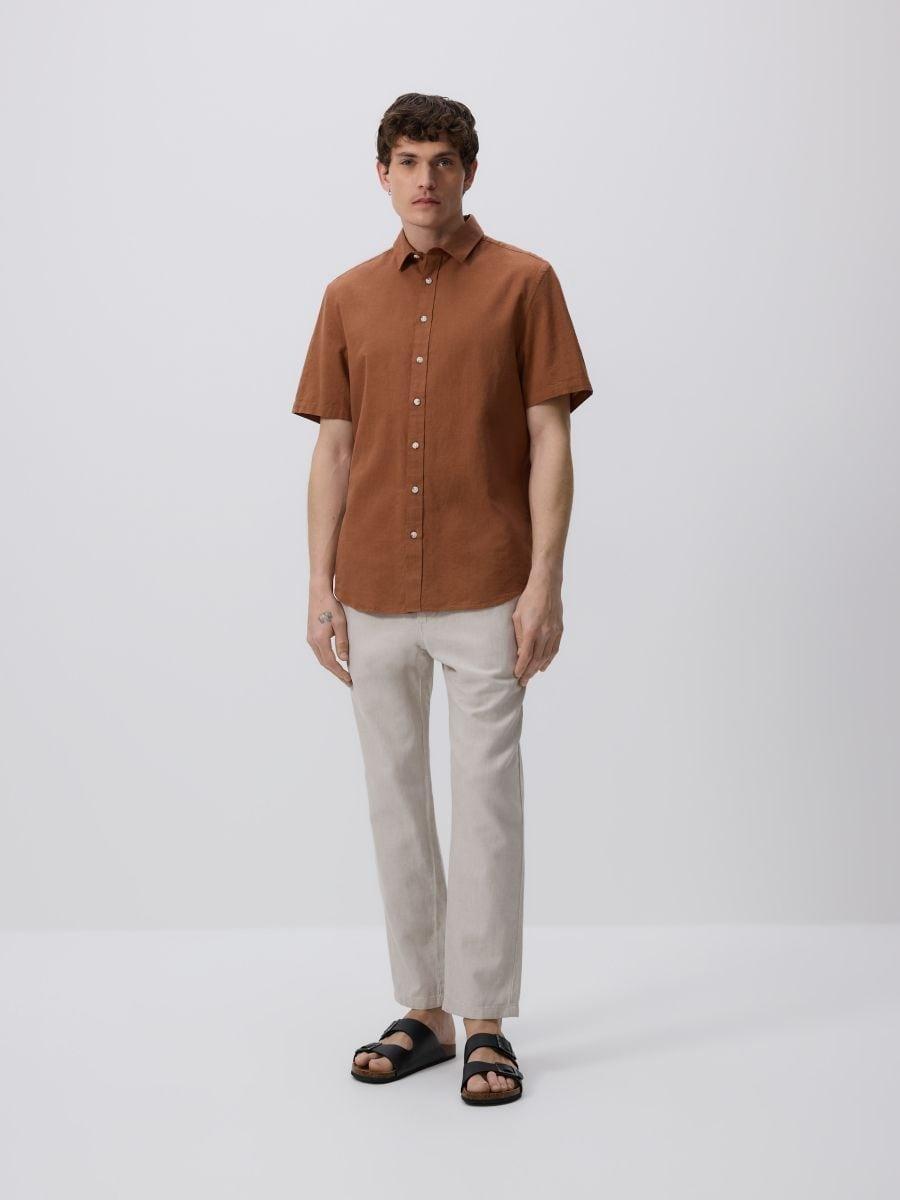 Beige Regular-Fit Trousers With A High Linen Content, , large image number 1