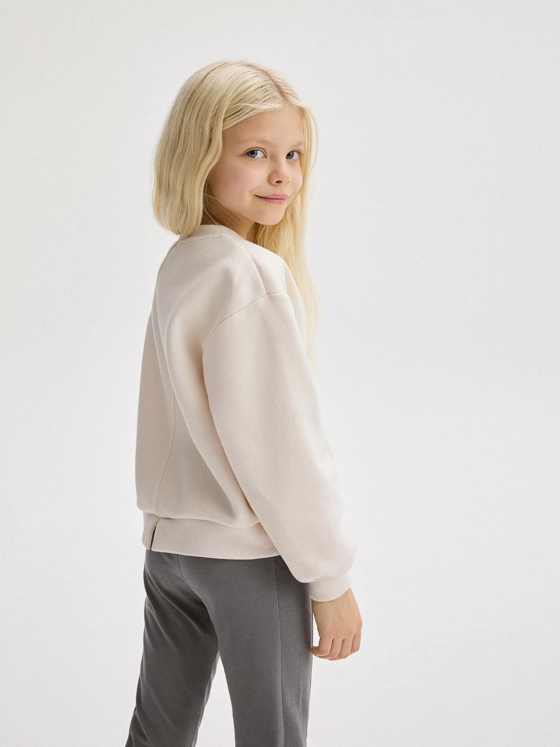 Cream Sports Blouse With Applique, , large image number 1