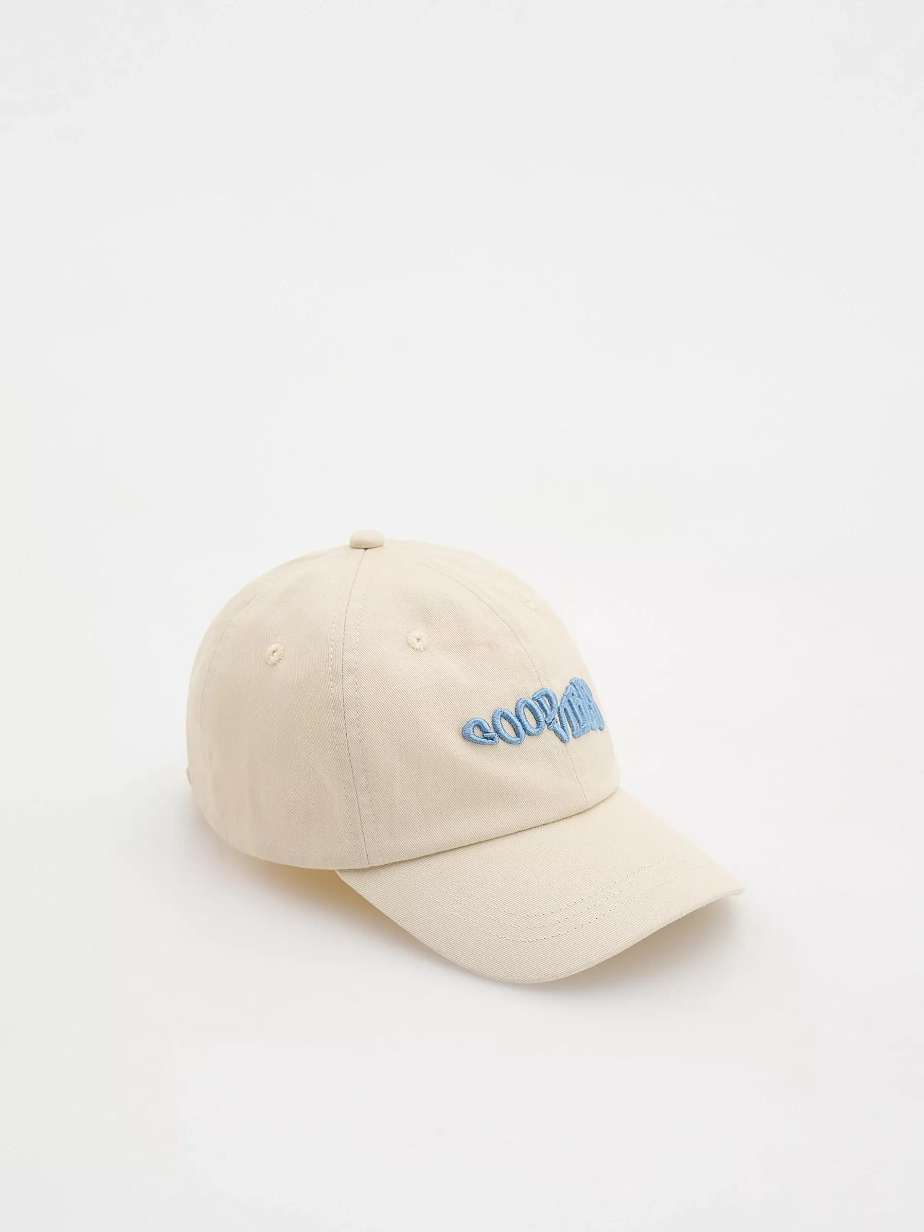 Cream Cotton Cap With Embroidery, Kids Girls, , medium