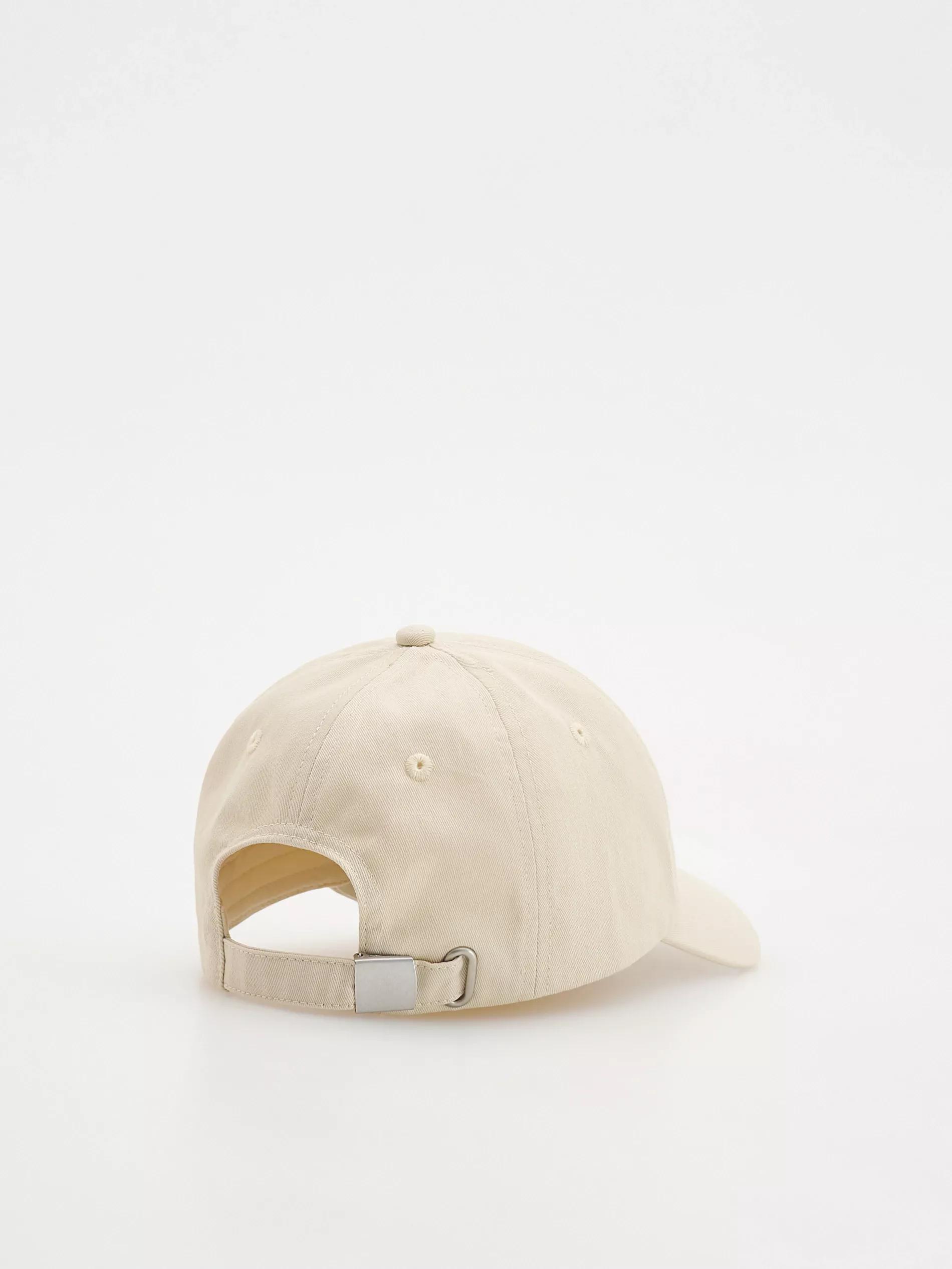 Cream Cotton Cap With Embroidery, Kids Girls, , large image number 1