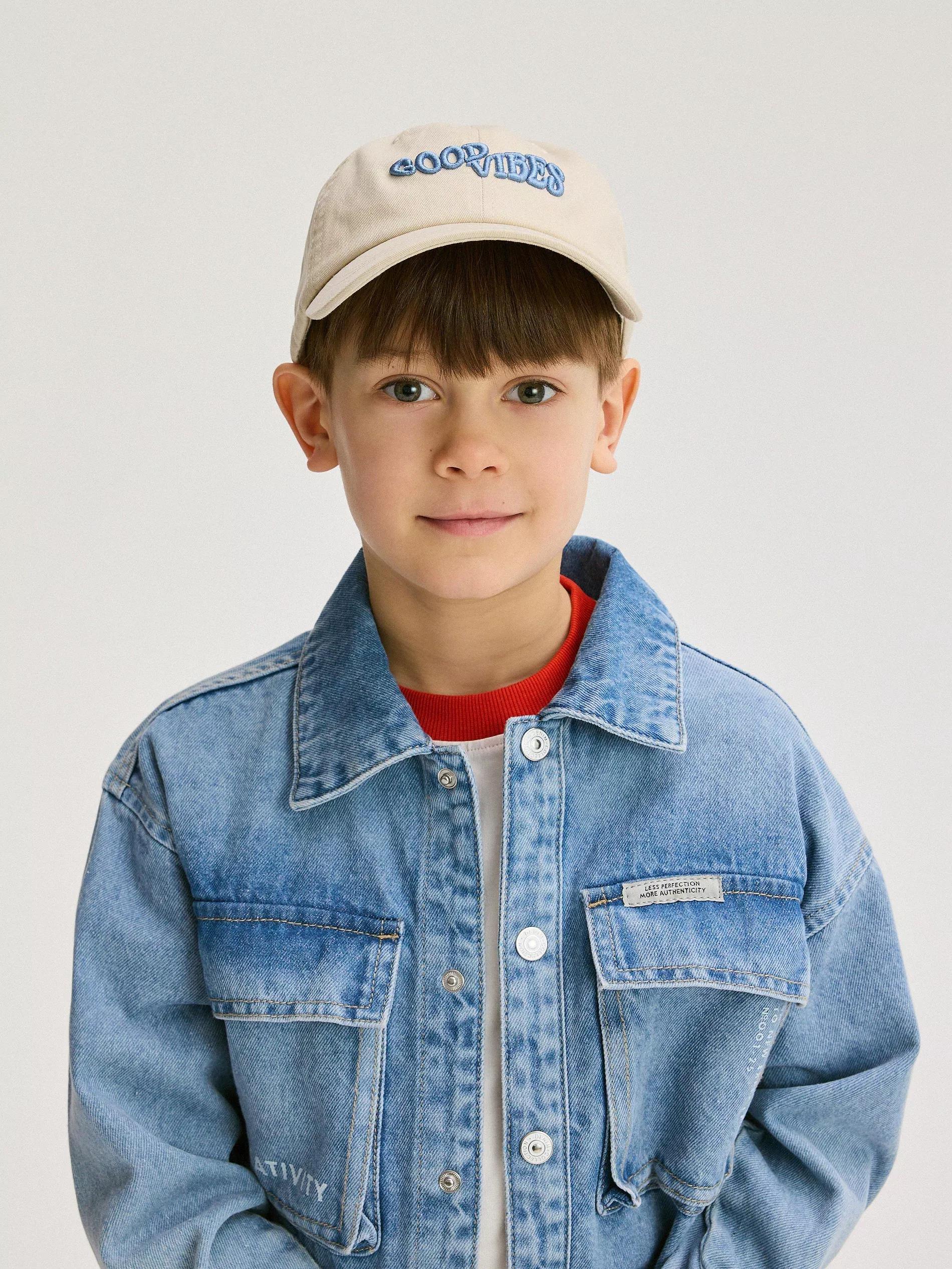 Cream Cotton Cap With Embroidery, Kids Girls, , large image number 2