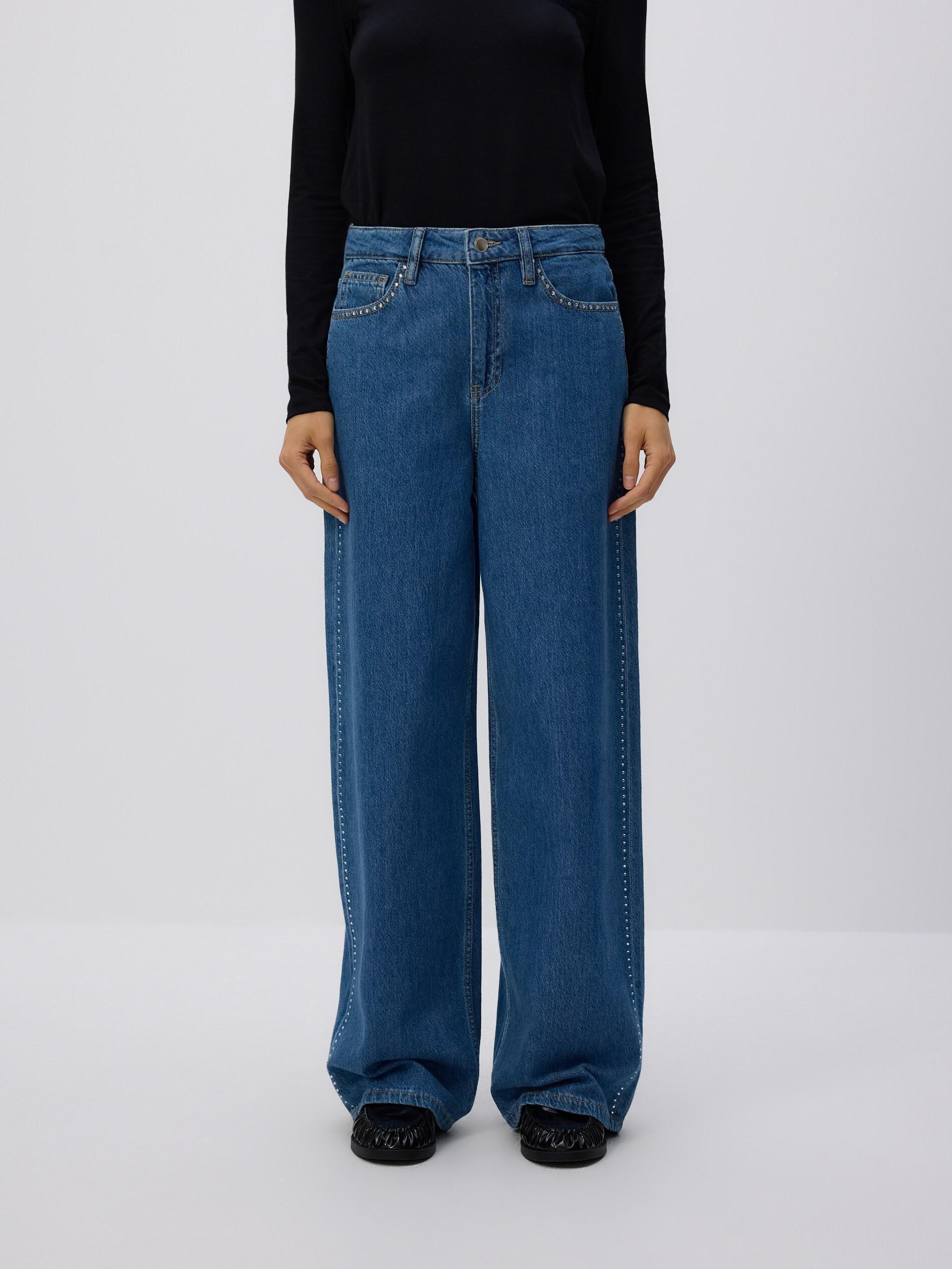 Blue Jeans Wide-Leg Jeans With Applique, Blue, large image number 0
