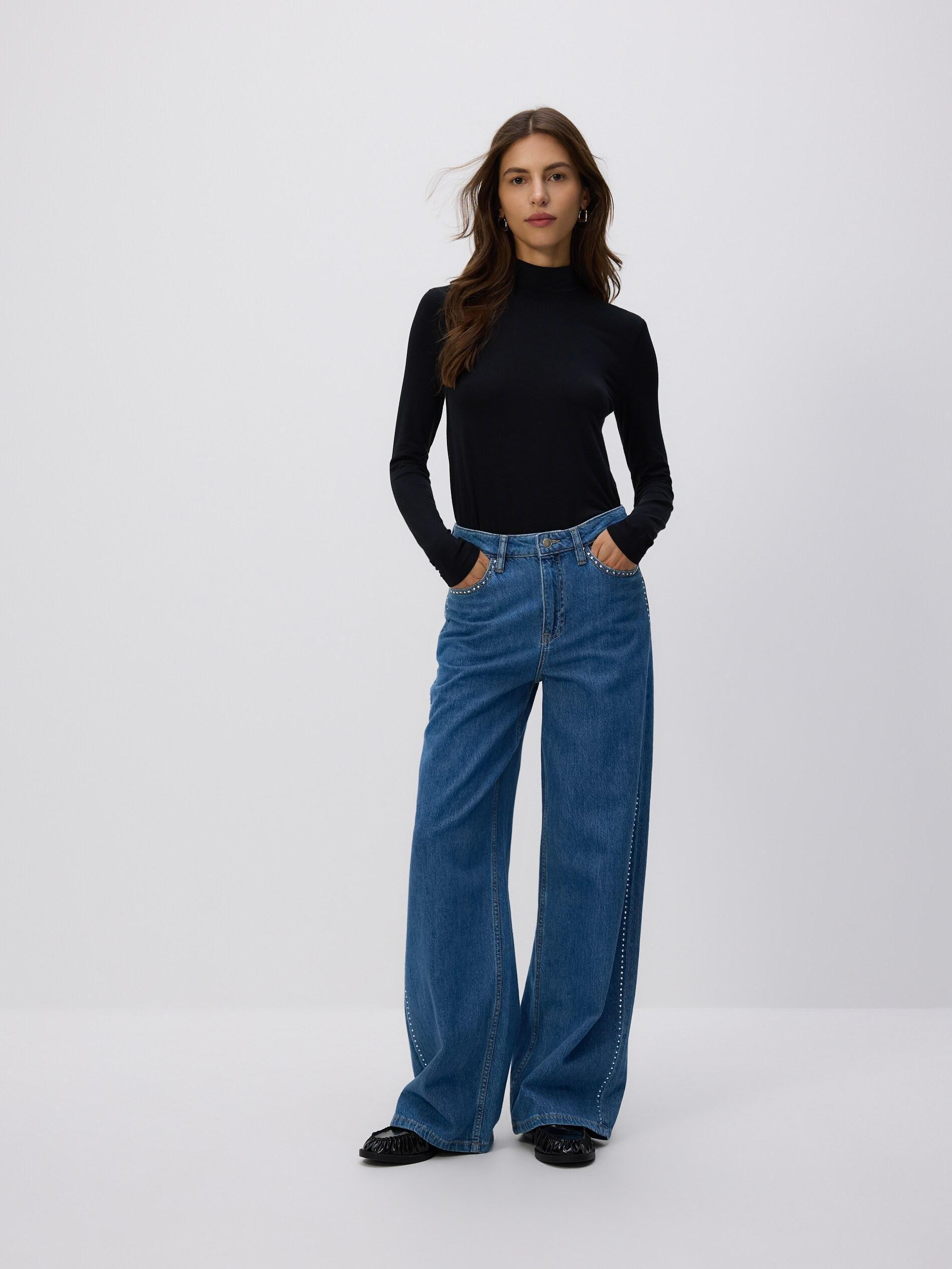 Blue Jeans Wide-Leg Jeans With Applique, Blue, large image number 3