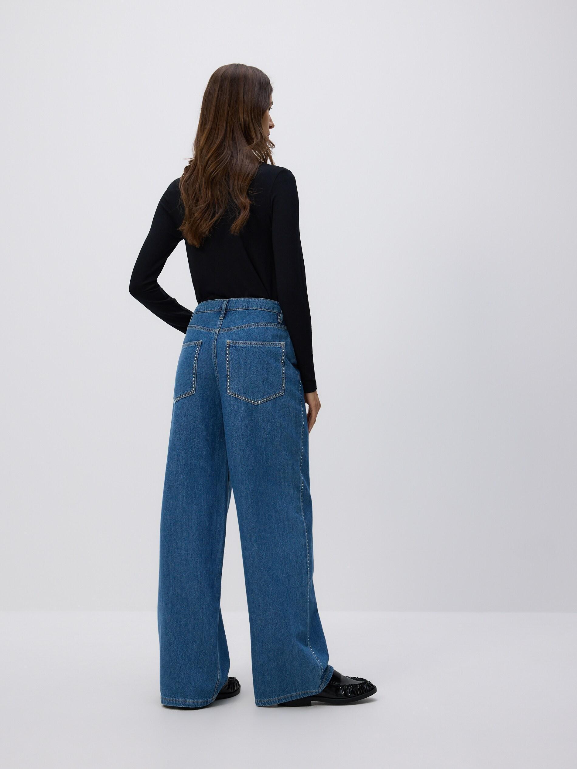 Blue Jeans Wide-Leg Jeans With Applique, Blue, large image number 4