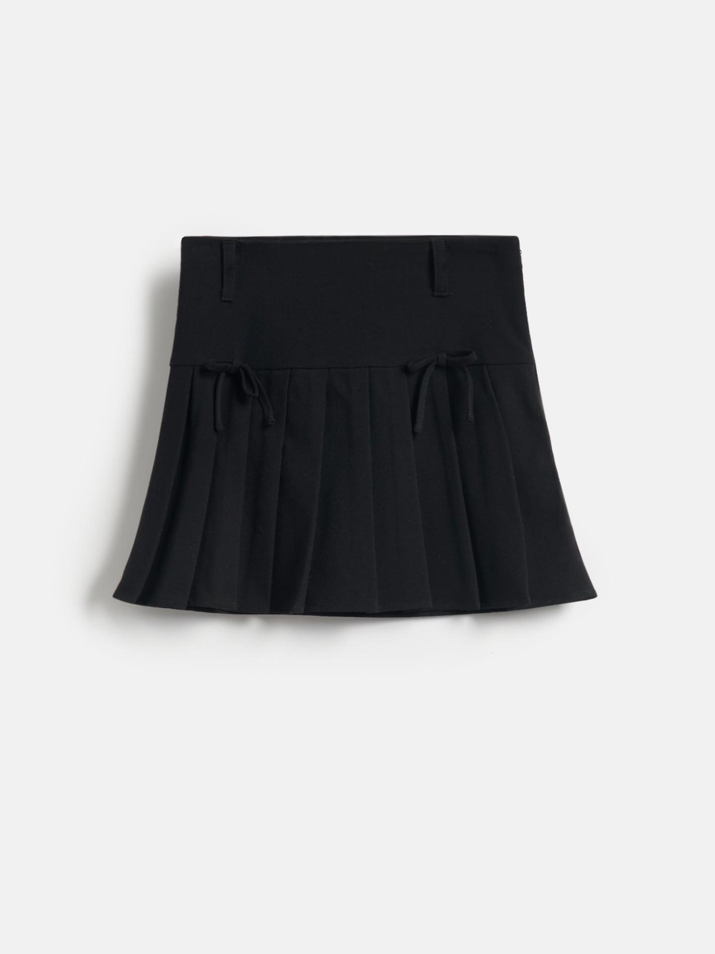 Black Skirt With Pleated Hem, Black, large image number 2