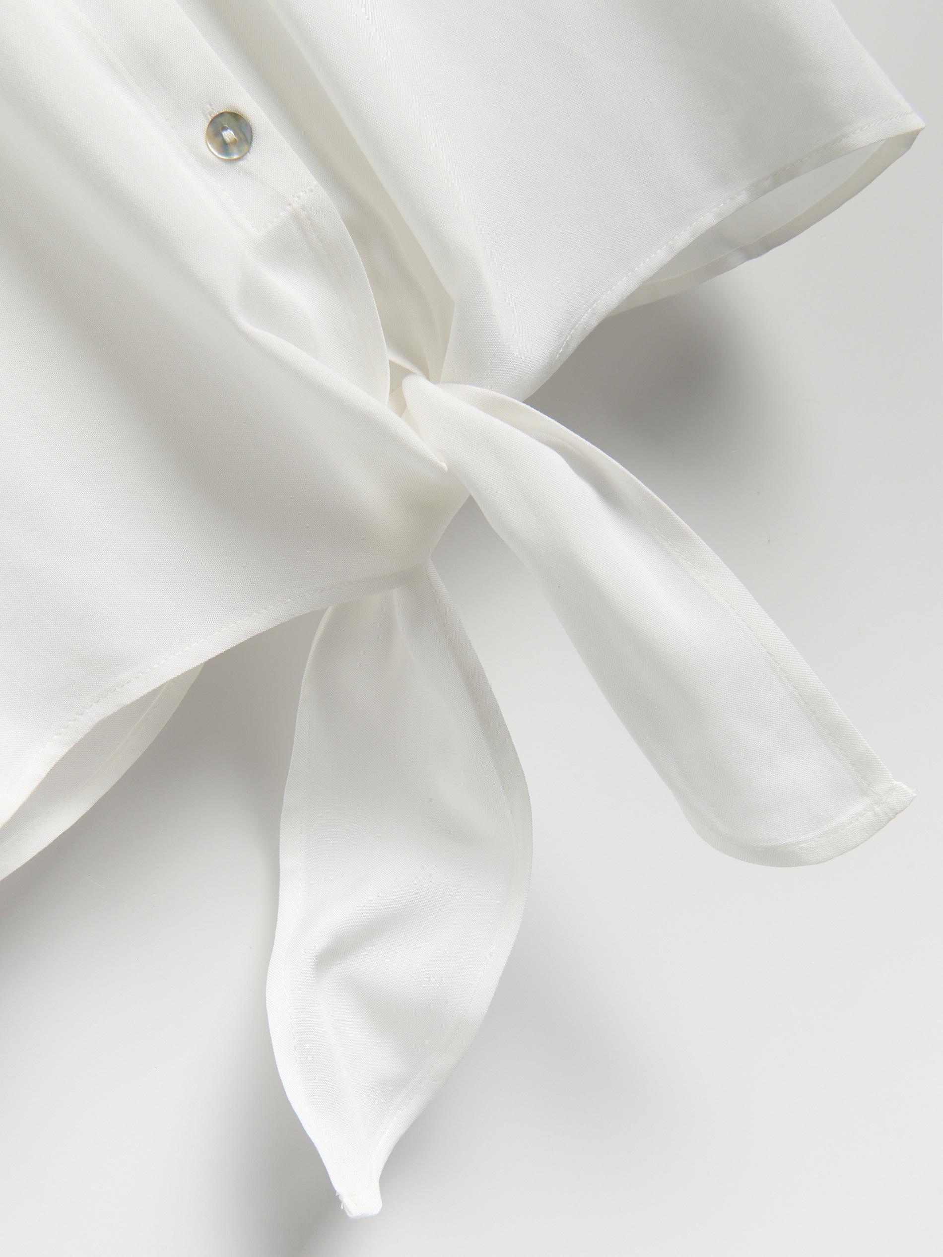 White Viscose Rich Shirt With Tie Detail, White, large image number 4
