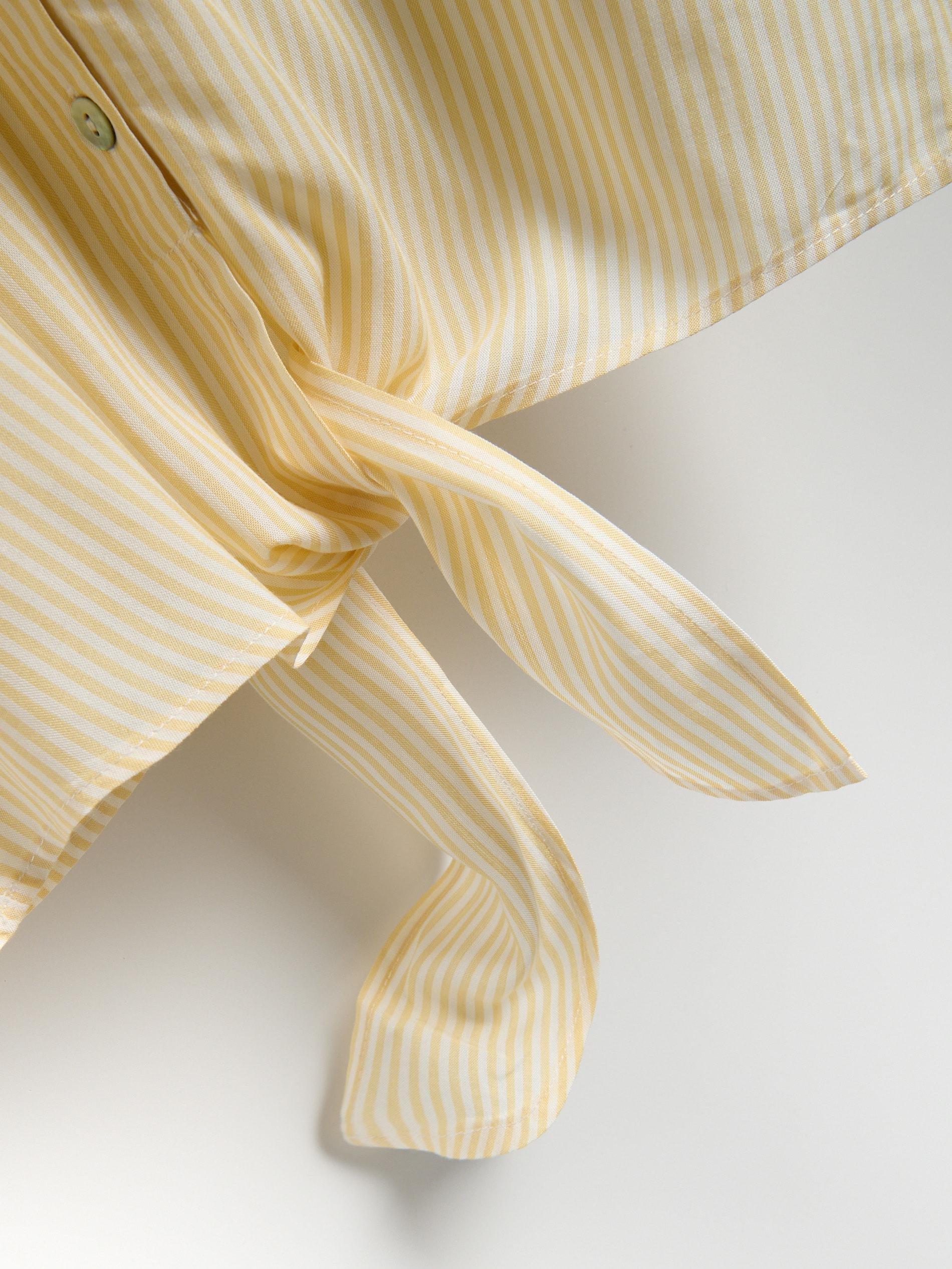 Yellow Viscose Rich Shirt With Tie Detail, Yellow, large image number 4