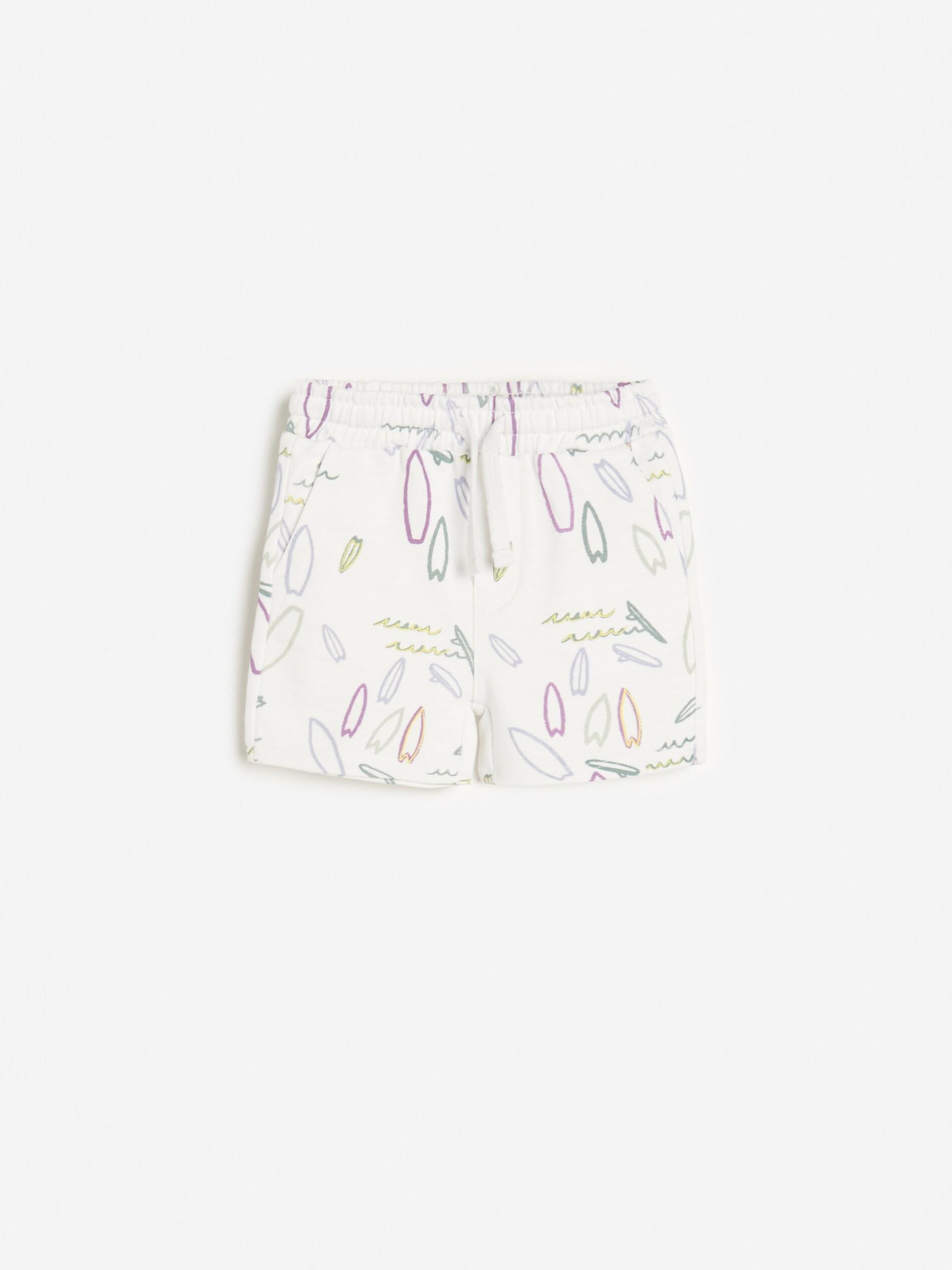 White Shorts In Printed Jersey, Boys, , large image number 0
