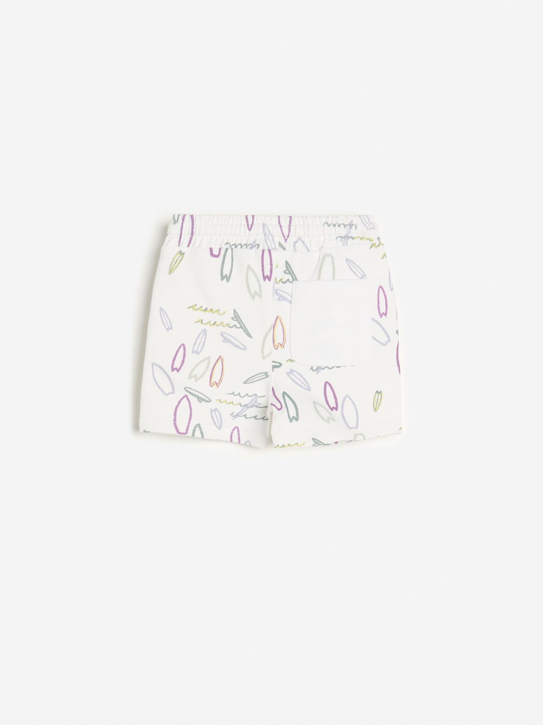 White Shorts In Printed Jersey, Boys, , large image number 1
