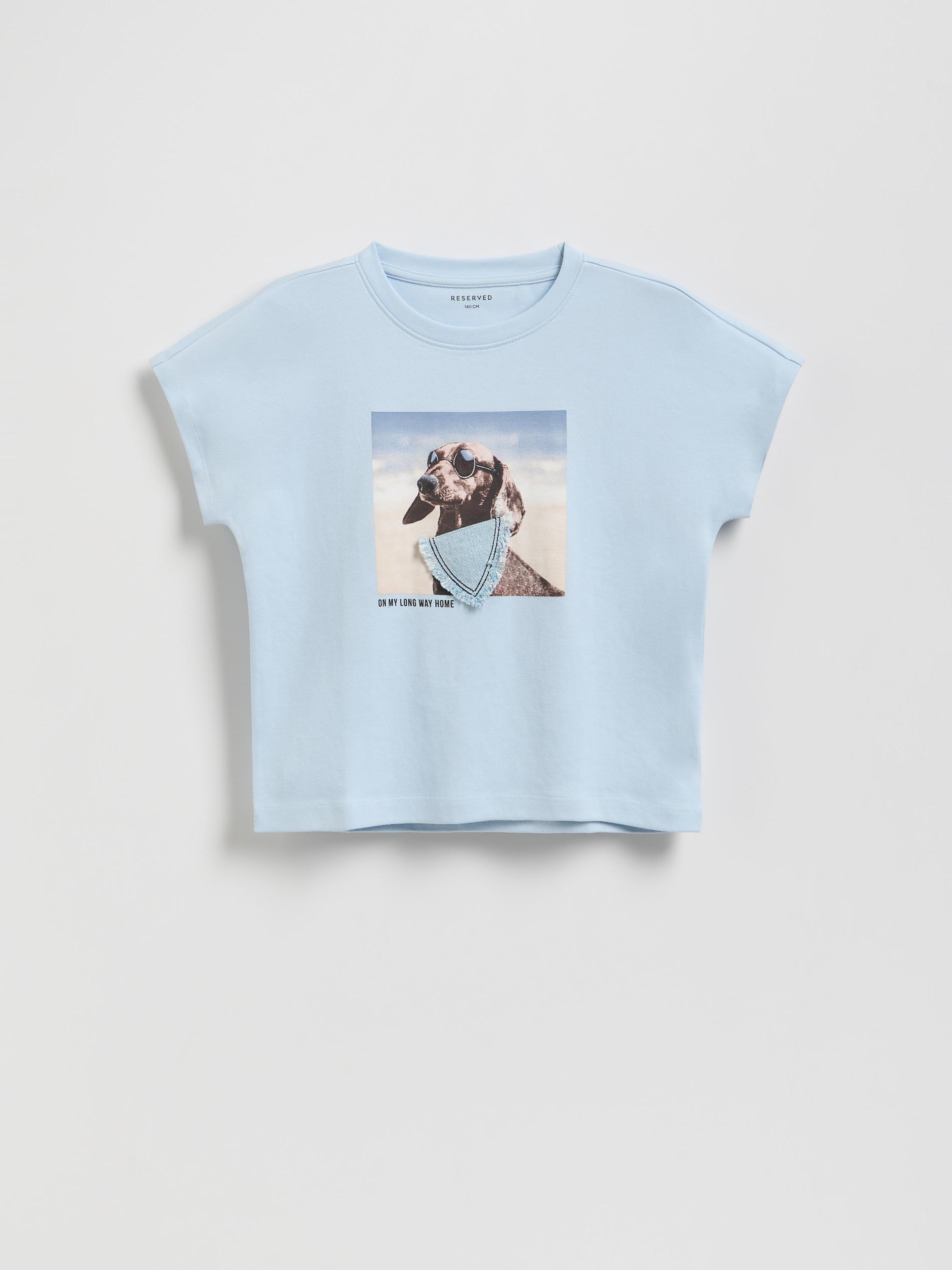 Blue Short T-Shirt With Print, , large image number 0
