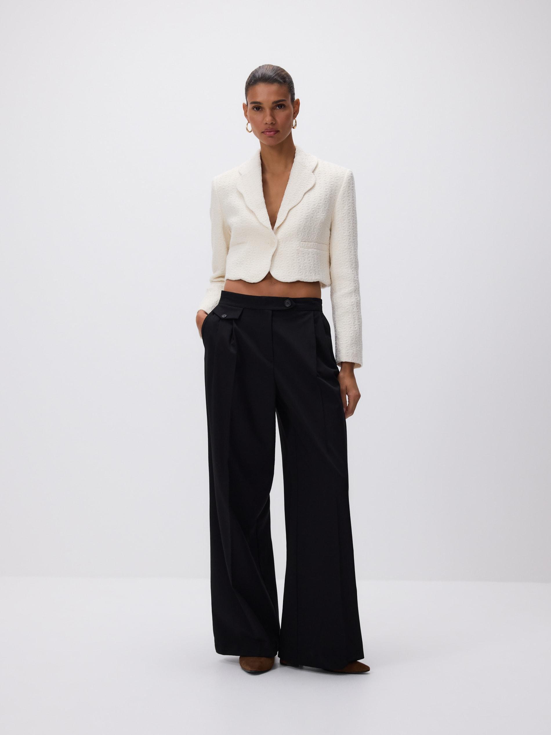 Cream Structural Fabric Blazer, Ivory, medium