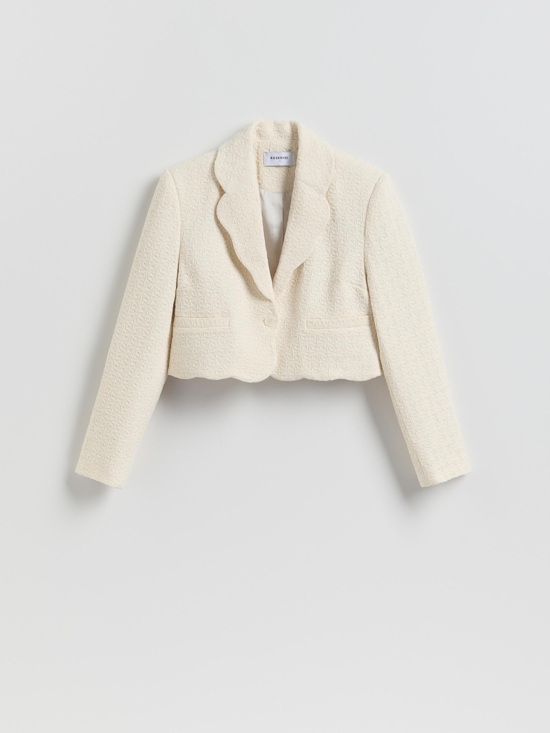 Cream Structural Fabric Blazer, Ivory, large image number 8