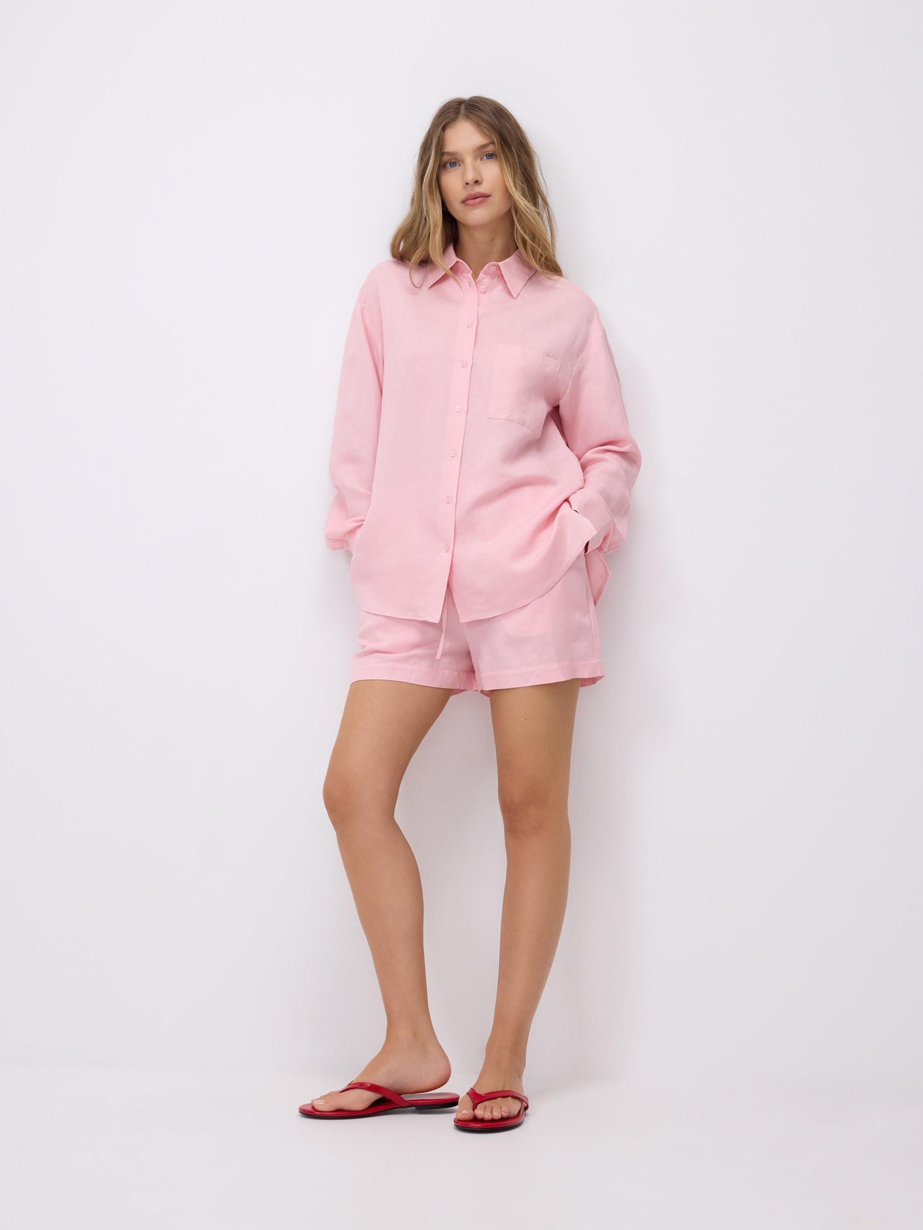 Pink Linen Rich Shirt, Pink, large image number 2