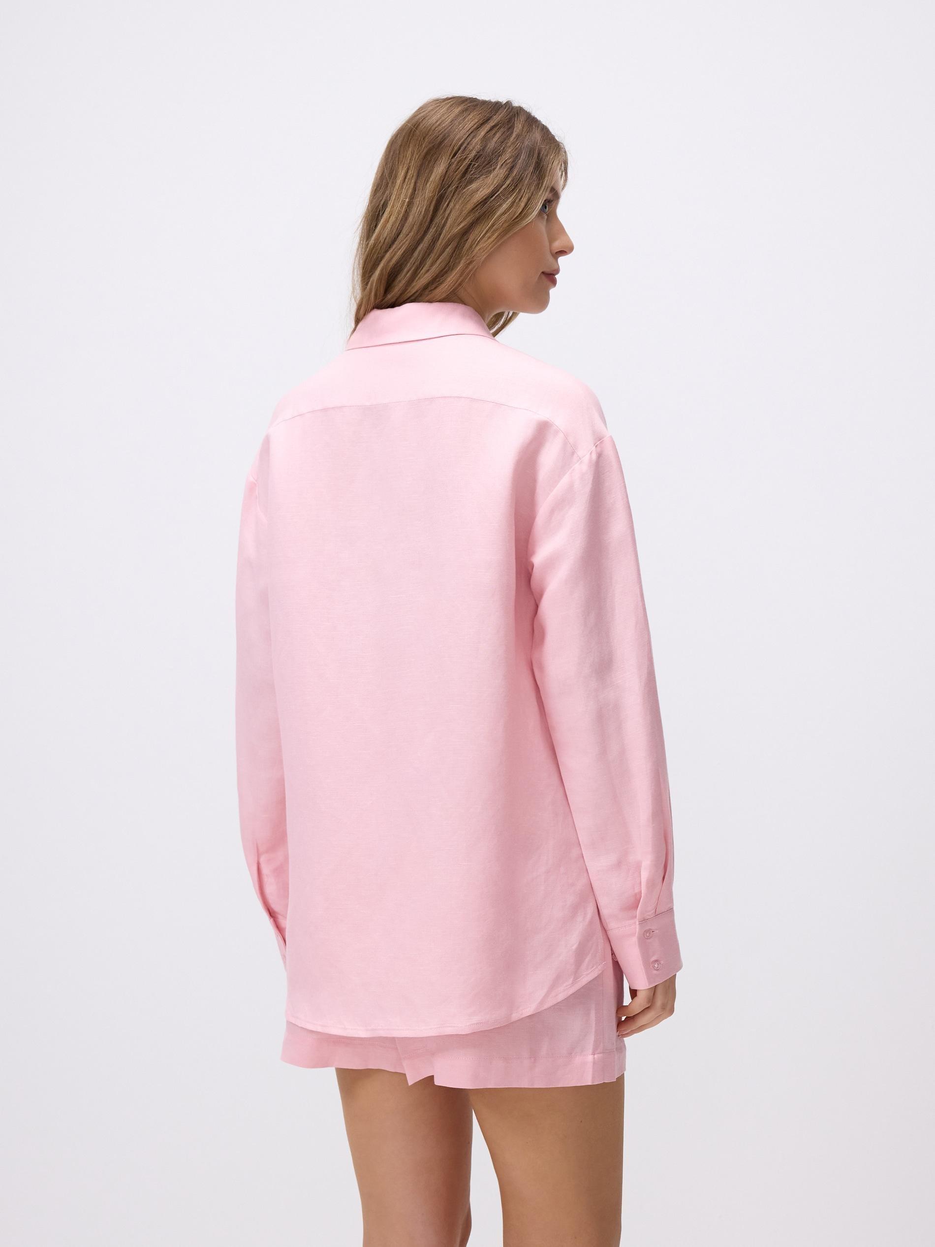 Pink Linen Rich Shirt, Pink, large image number 3