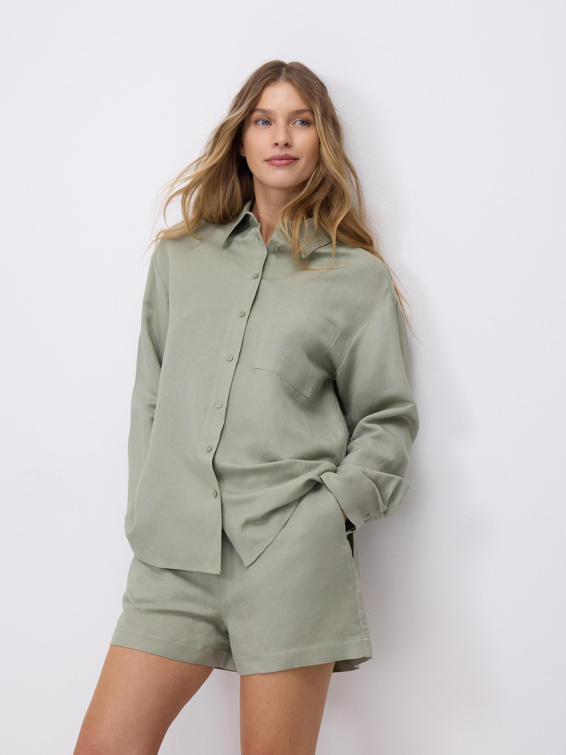 Green Linen Rich Shirt, Green, large image number 0