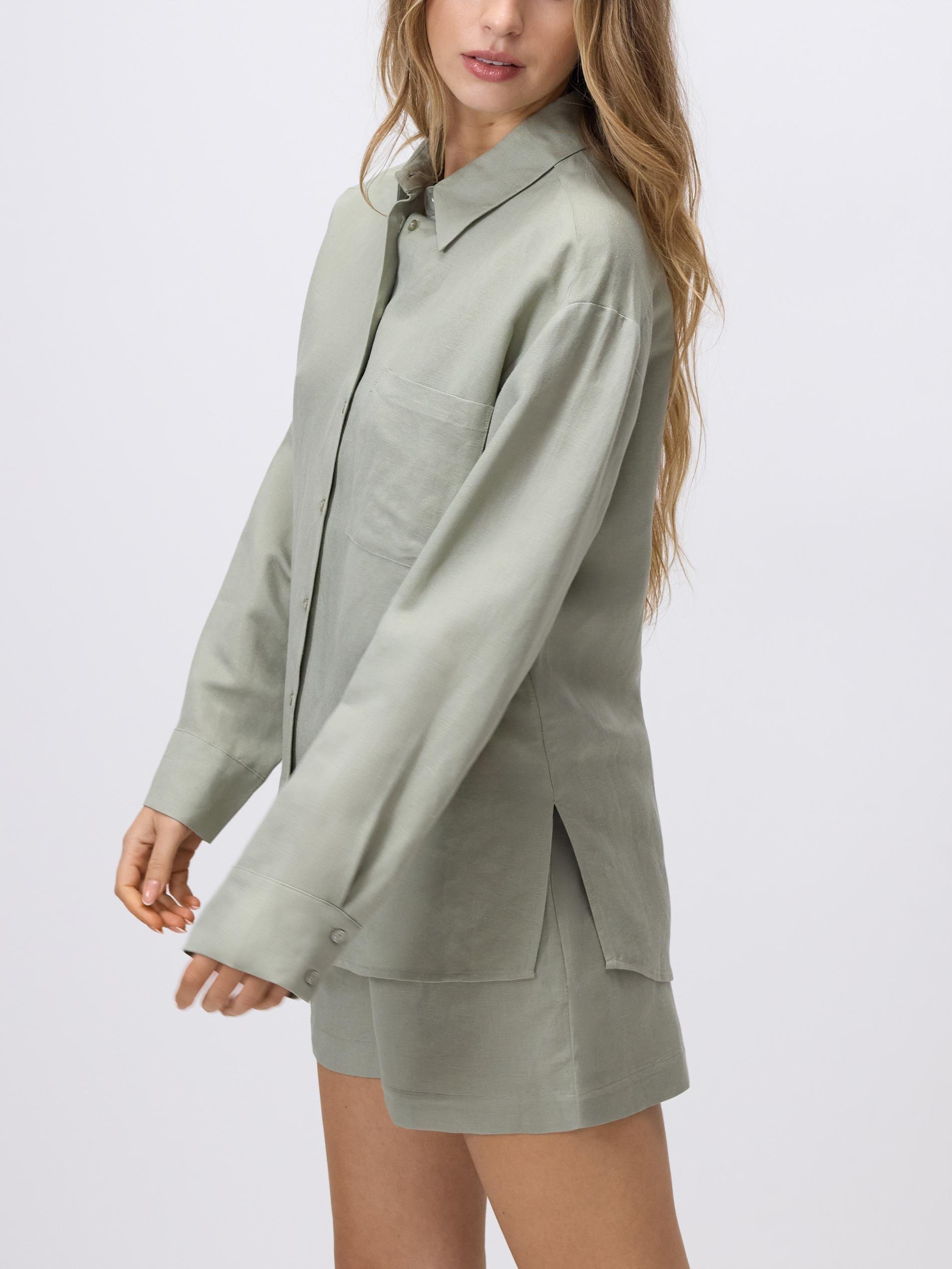 Green Linen Rich Shirt, Green, large image number 2