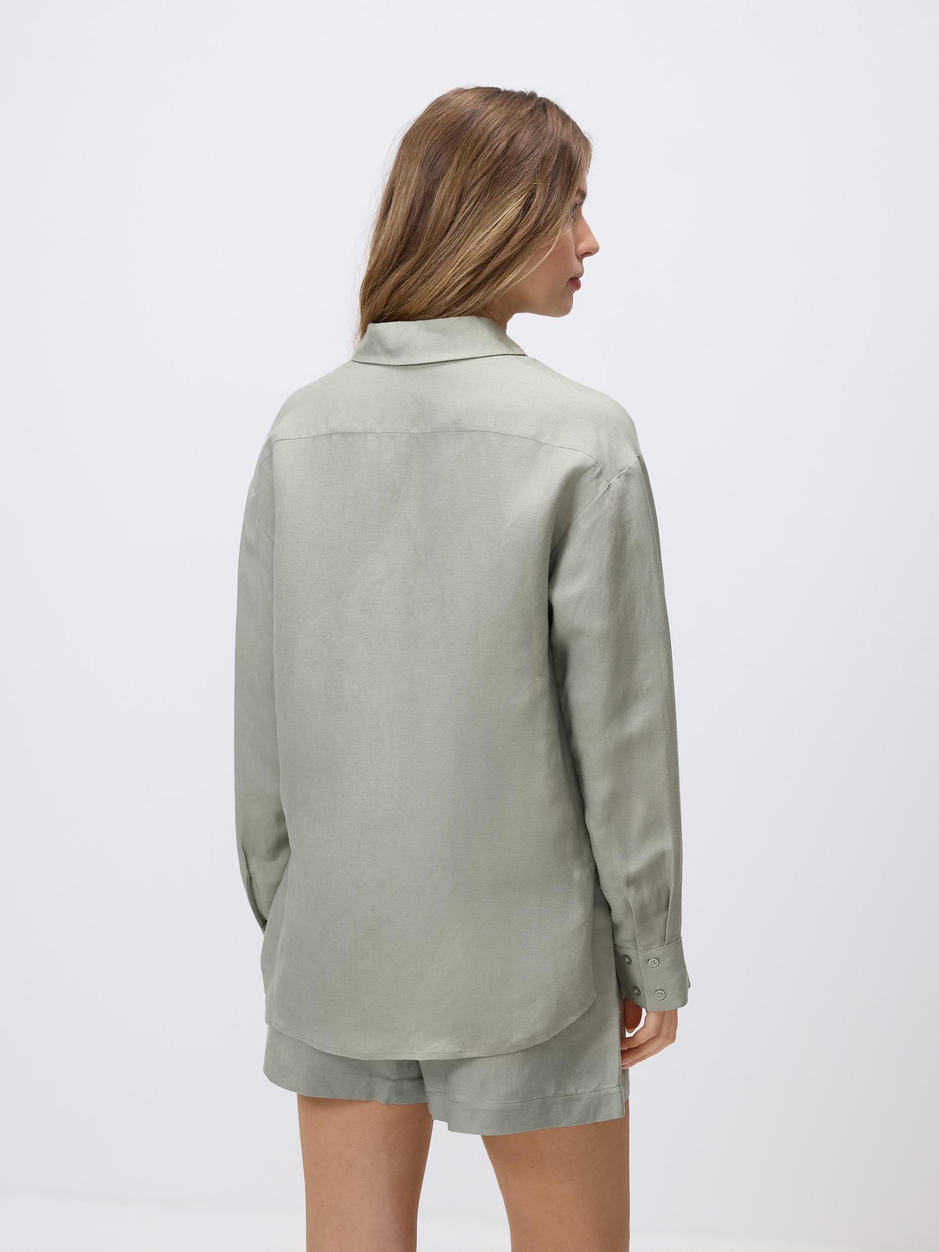 Green Linen Rich Shirt, Green, large image number 3