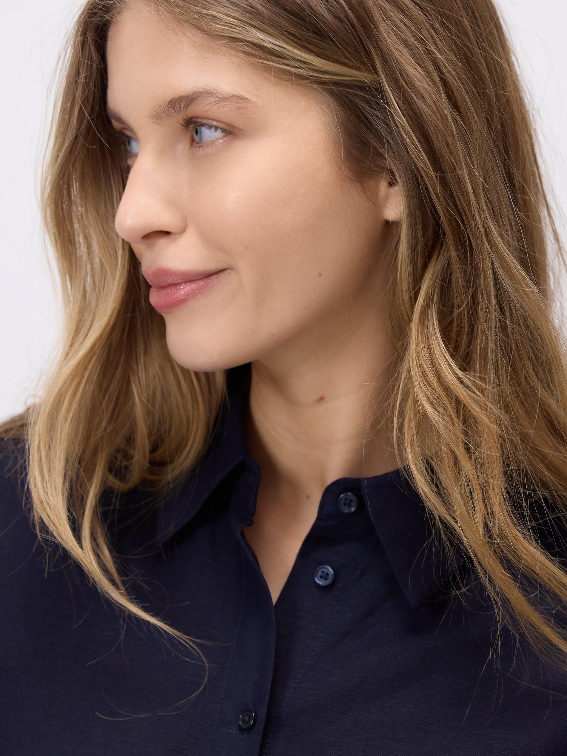 Navy Linen Rich Shirt, Navy, large image number 2