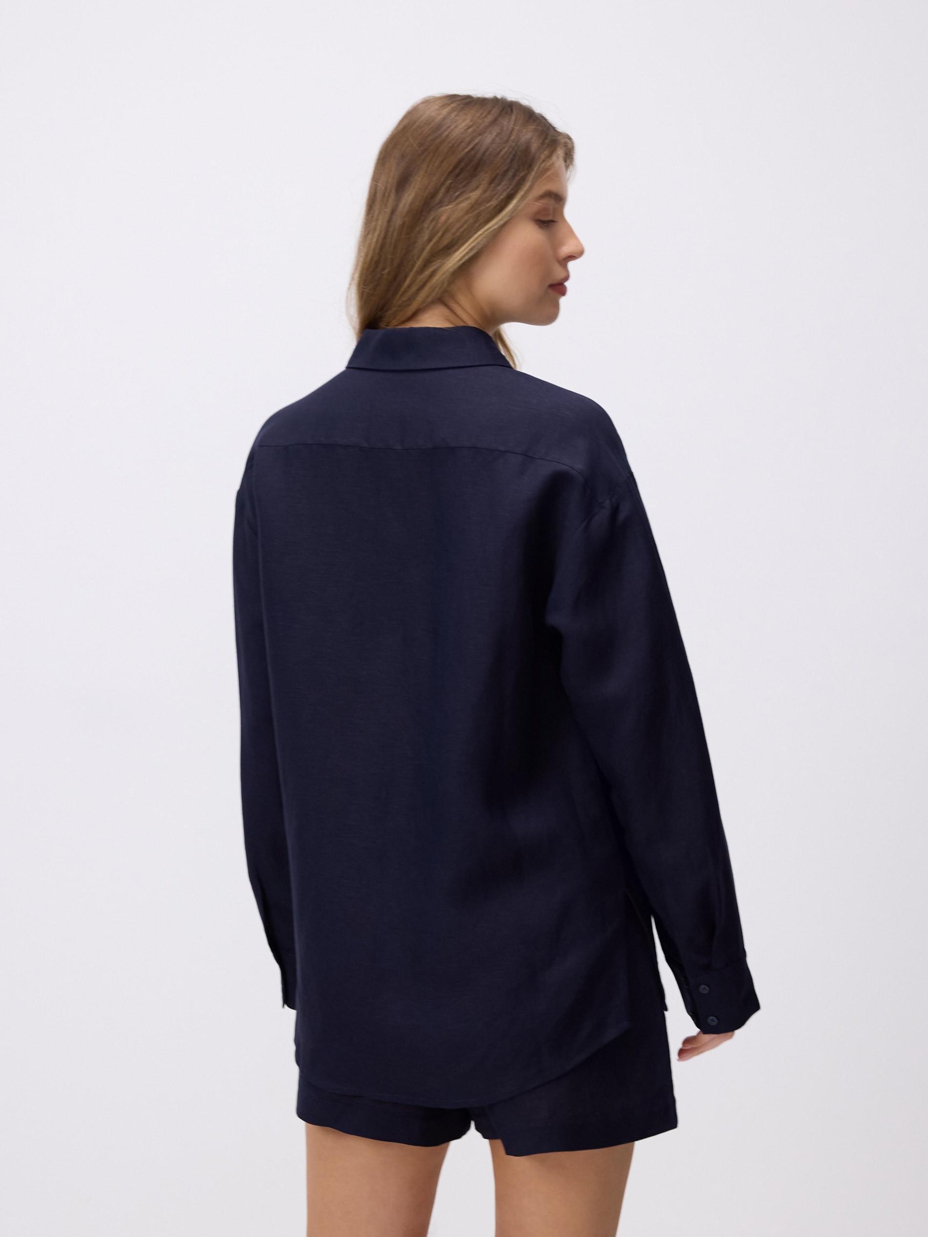 Navy Linen Rich Shirt, Navy, large image number 3
