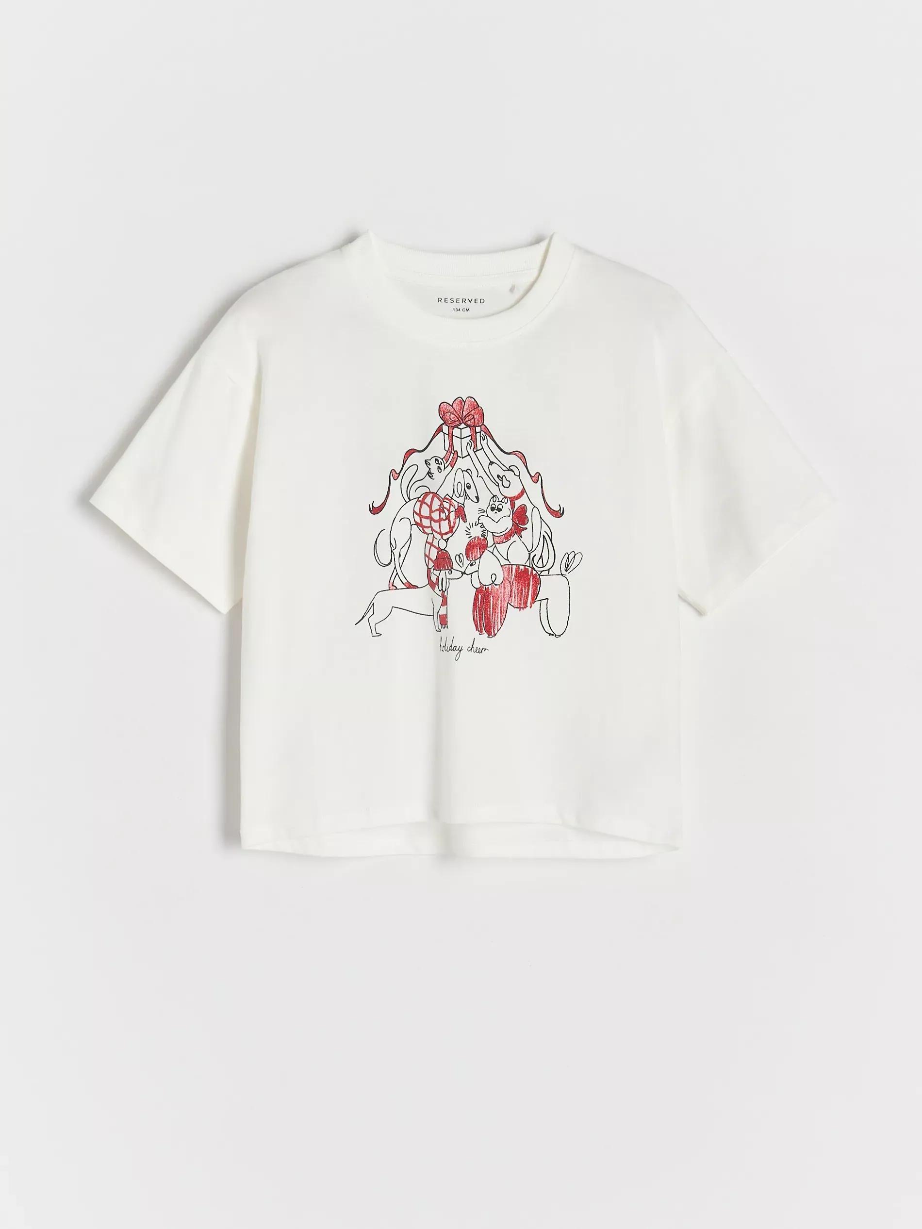 Cream T-Shirt With Print, Kids Girls, , large image number 0