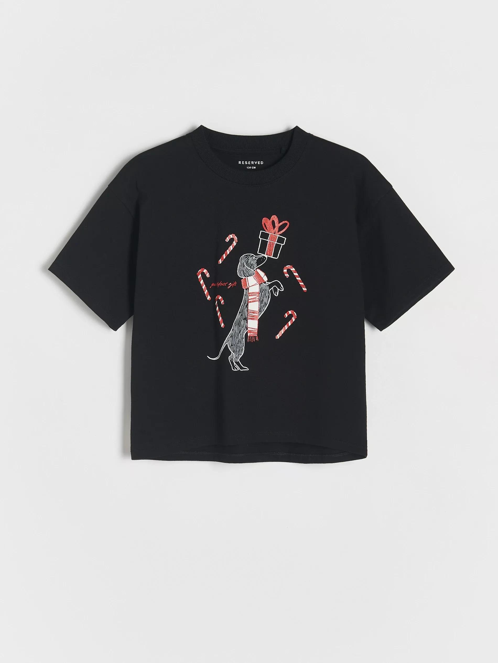Black T-Shirt With Print, Kids Girls, , large image number 1