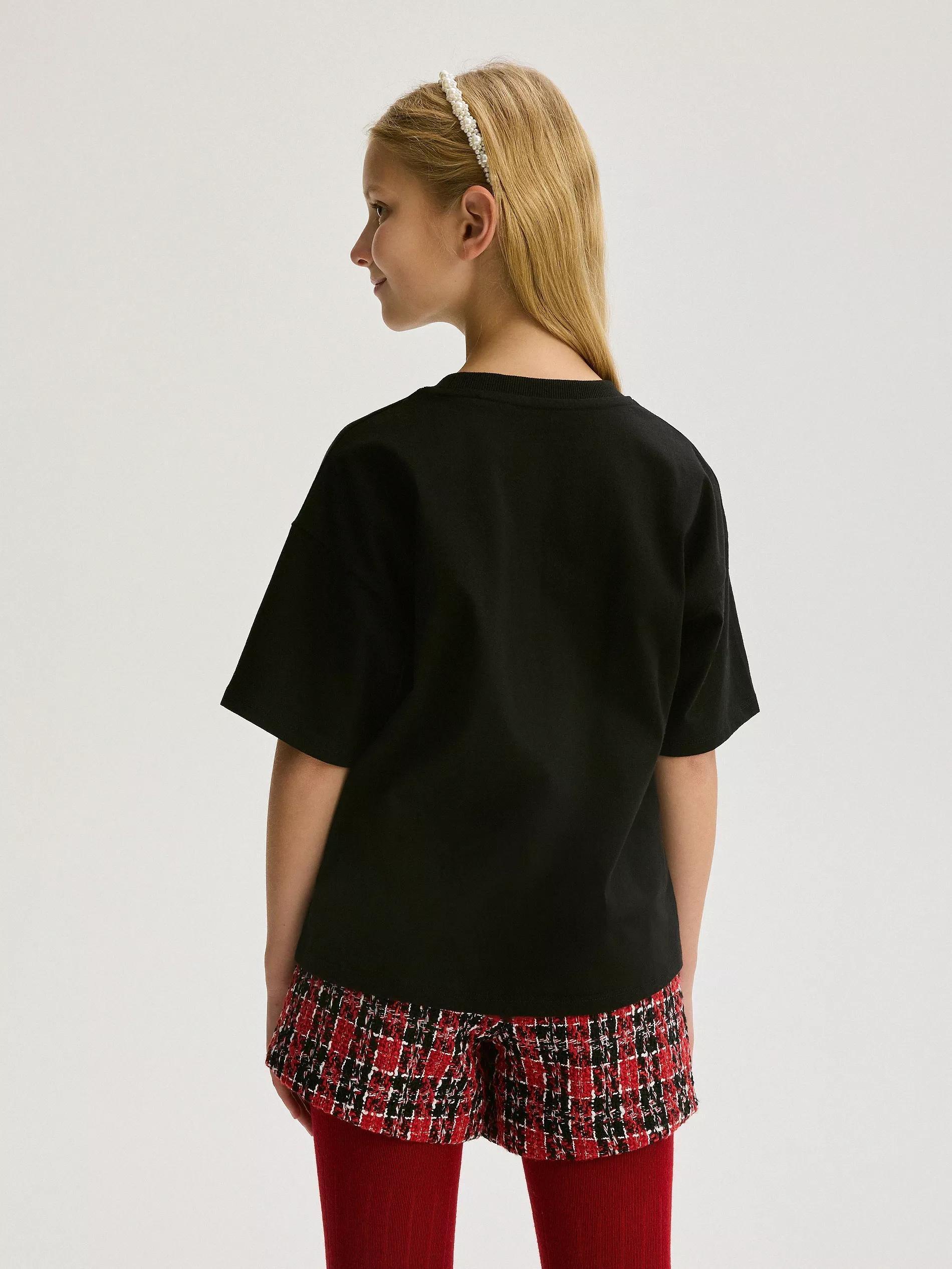 Black T-Shirt With Print, Kids Girls, , large image number 4
