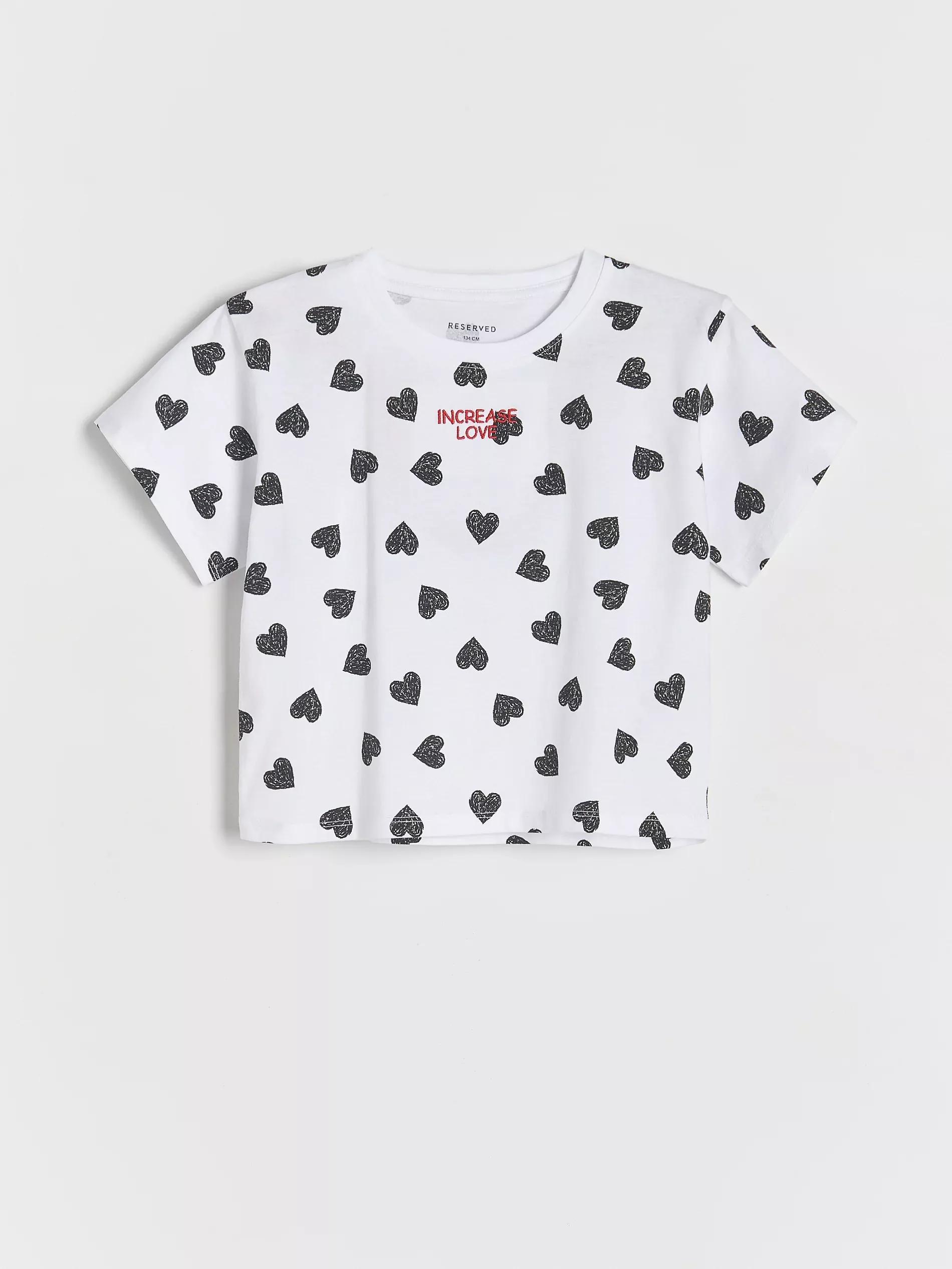 White Printed Cotton T-Shirt, Kids Girls, , large image number 0