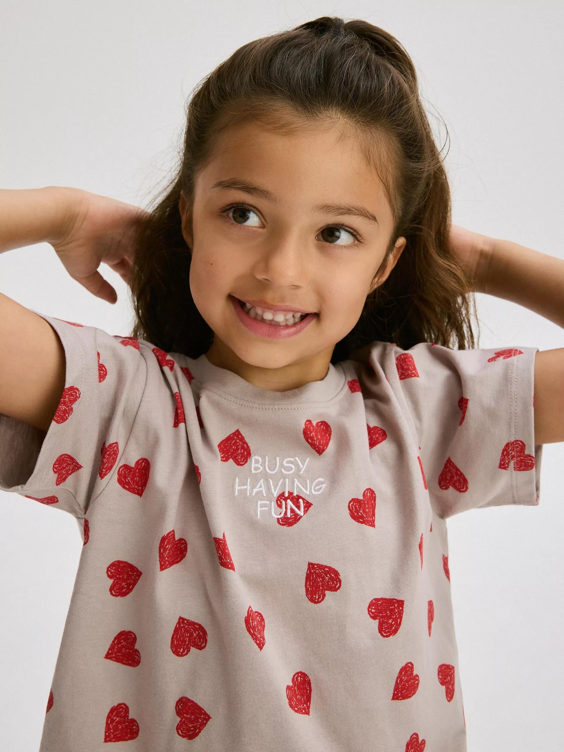 White Printed Cotton T-Shirt, Kids Girls, , large image number 4