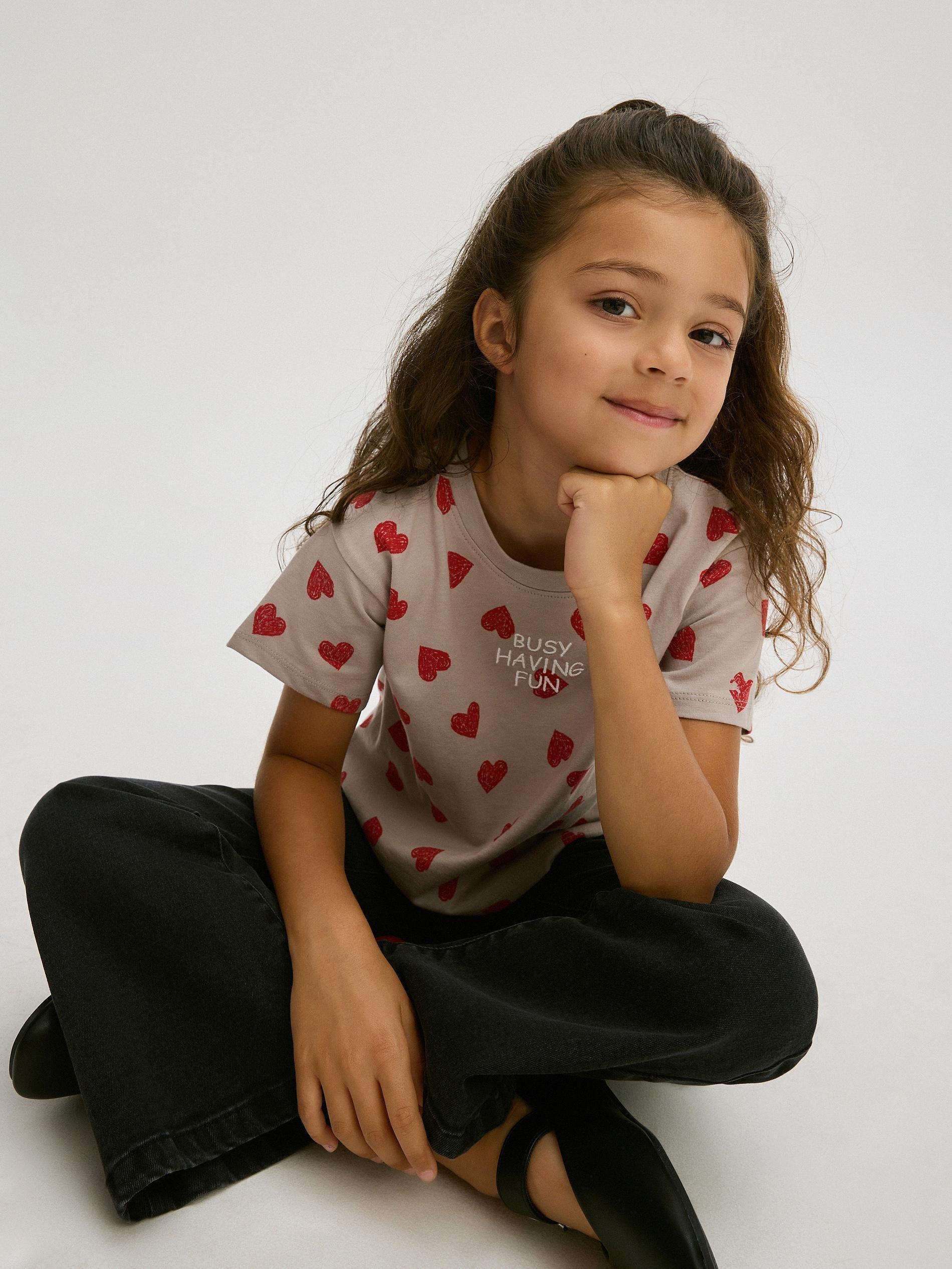 White Printed Cotton T-Shirt, Kids Girls, , large image number 9
