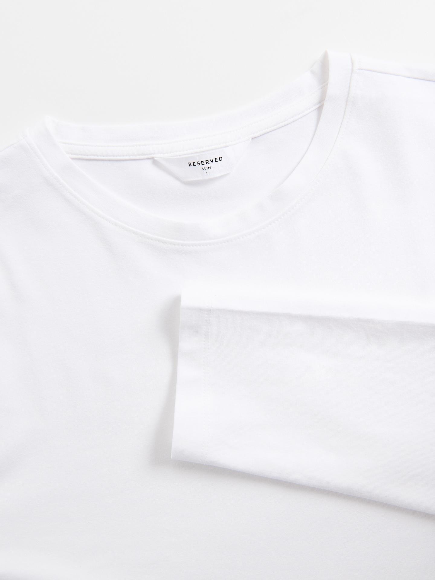 White Cotton Long Sleeve T-Shirt, White, medium