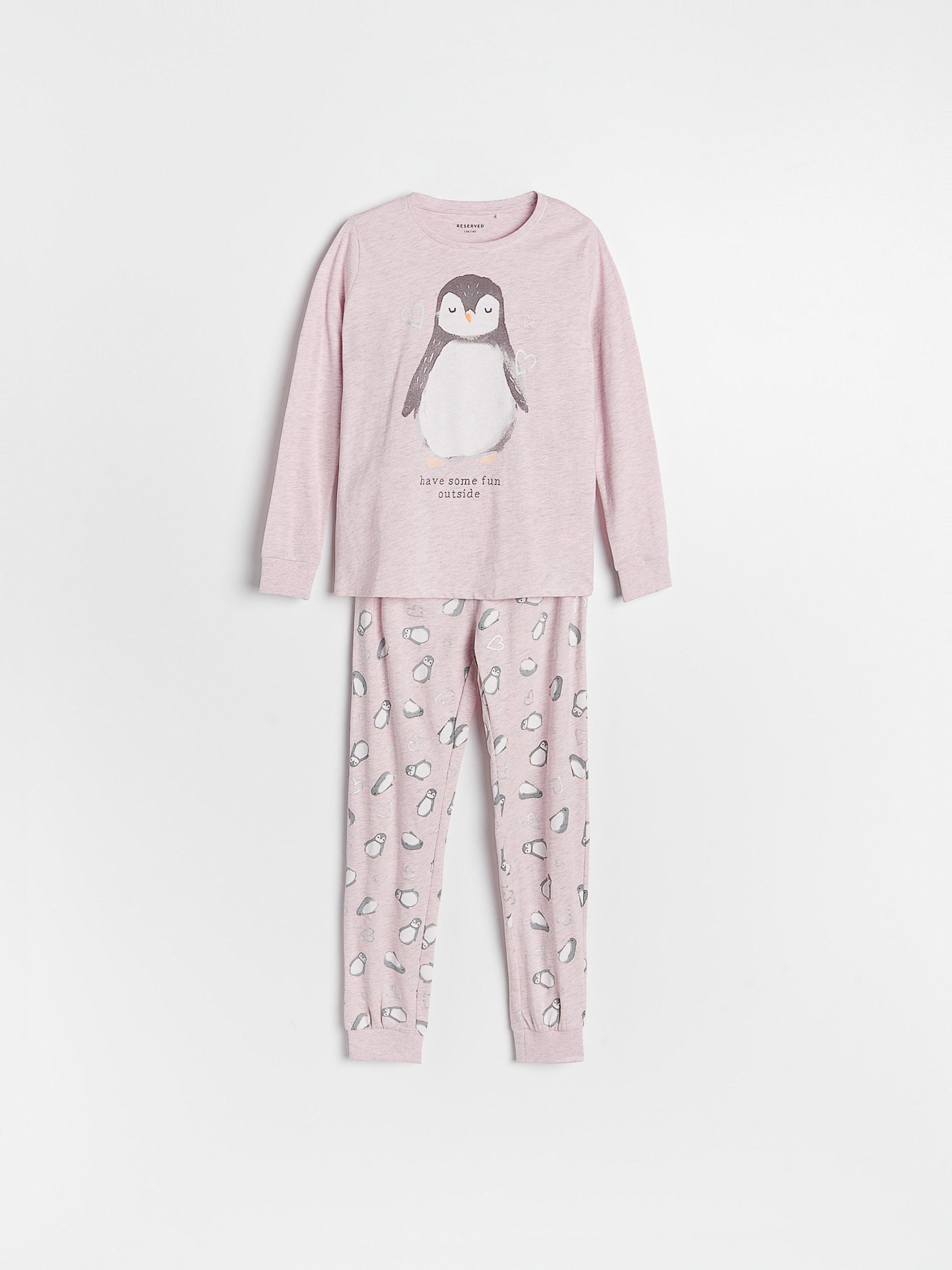 Pink Two Piece Cotton Rich Pyjama Set, Kids Girl, , large image number 0