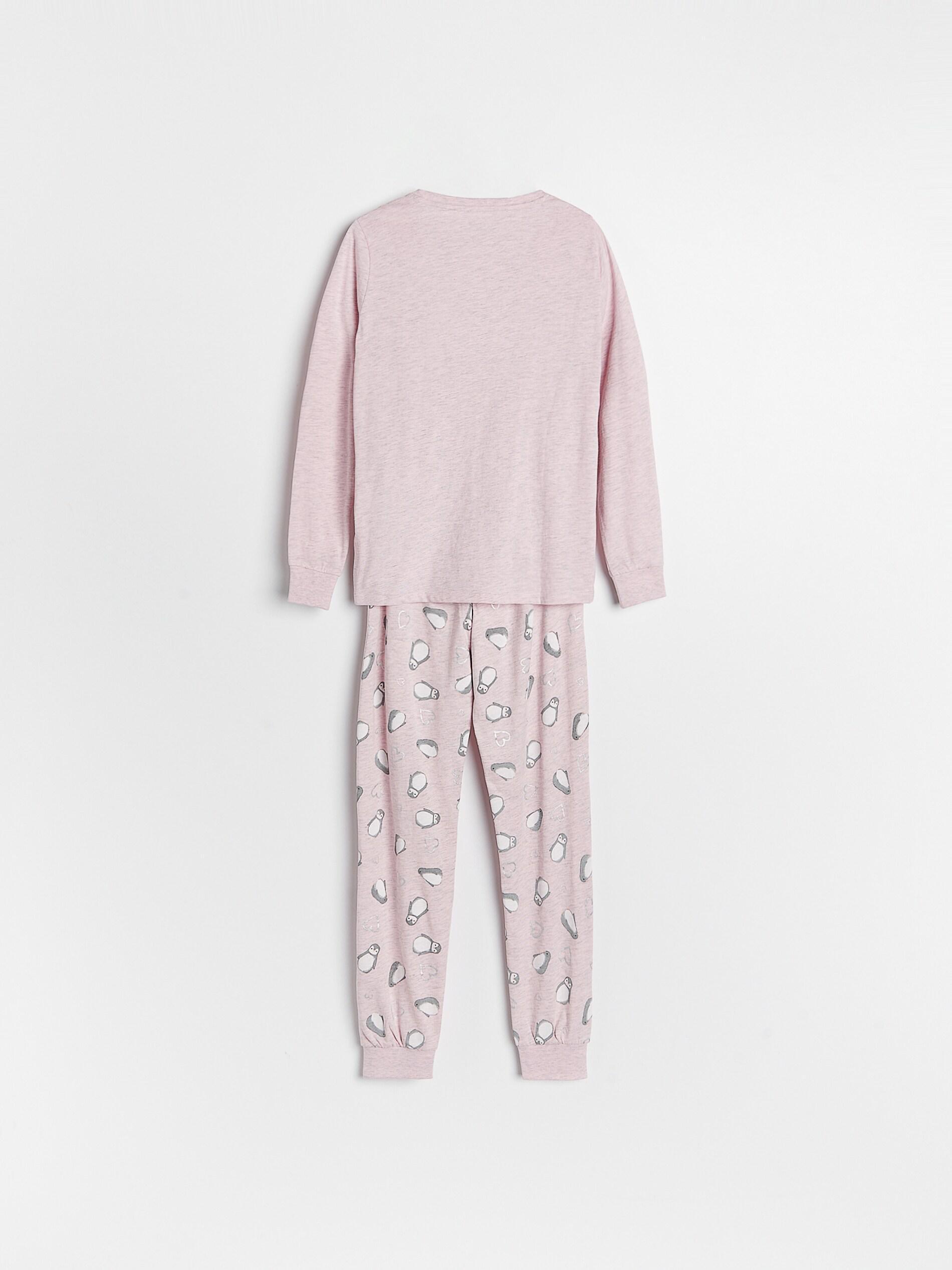 Pink Two Piece Cotton Rich Pyjama Set, Kids Girl, , large image number 1