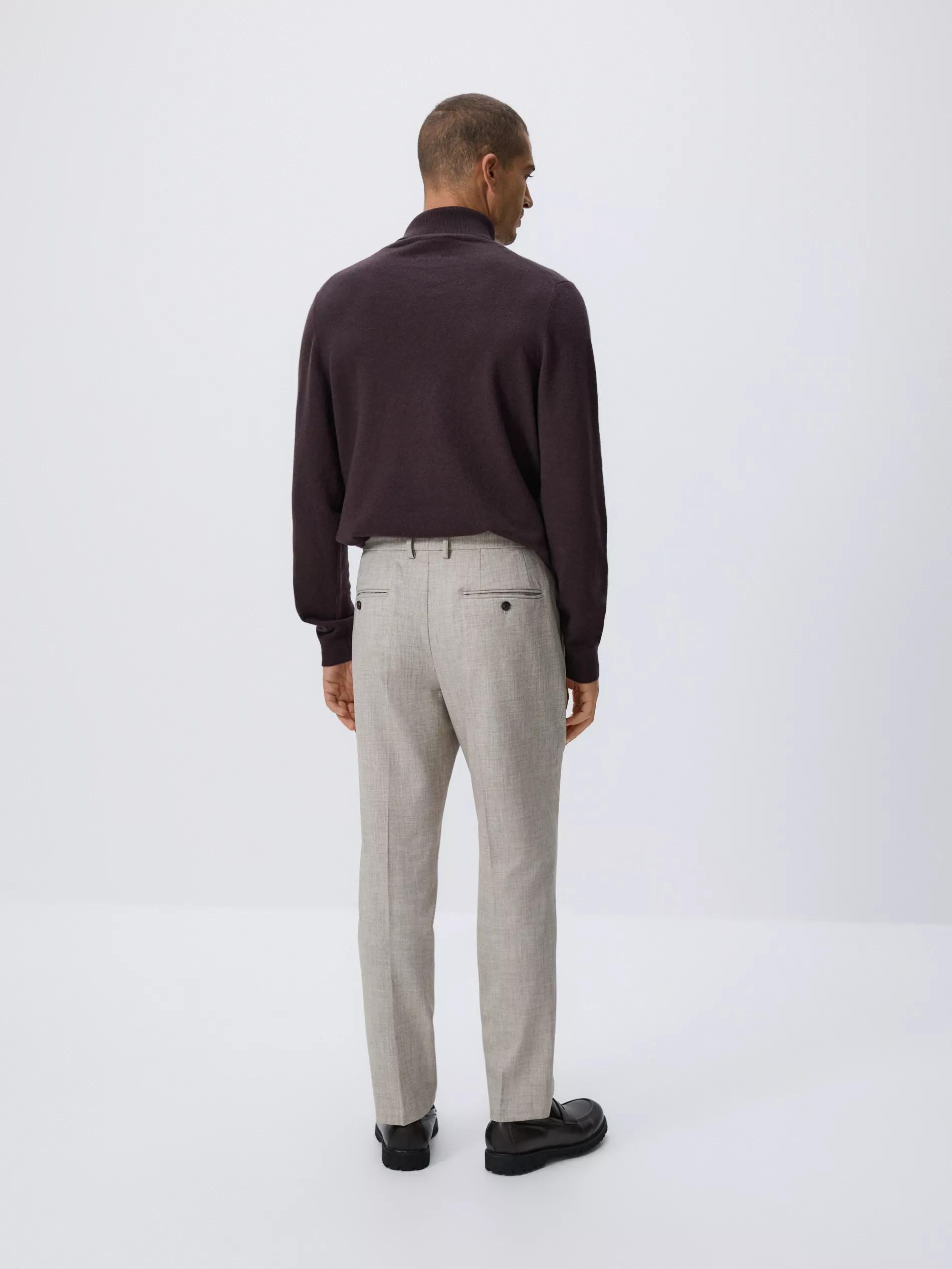 Grey Viscose Blend Chino Slim Trousers, Grey, medium