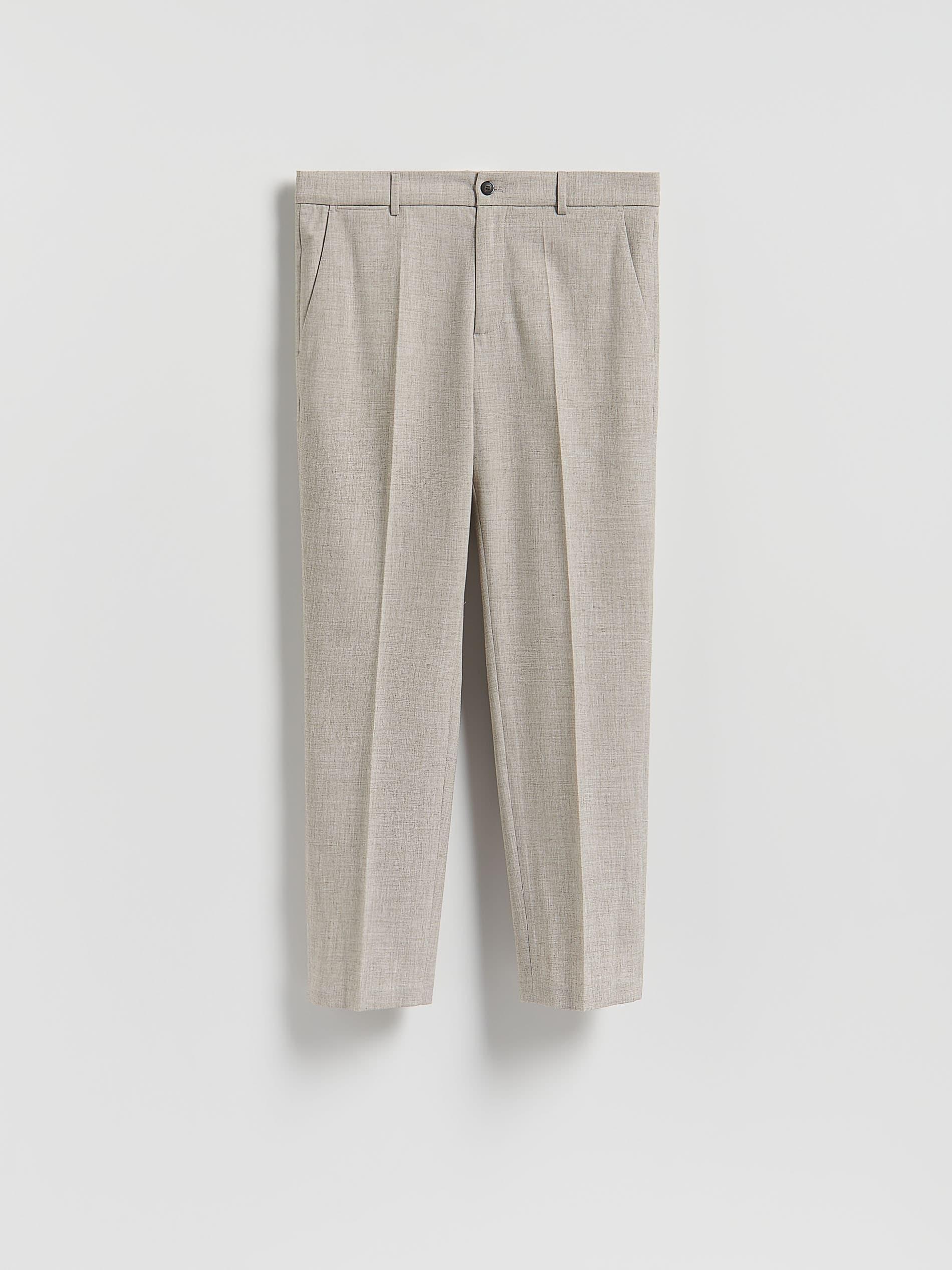 Grey Viscose Blend Chino Slim Trousers, Grey, large image number 3