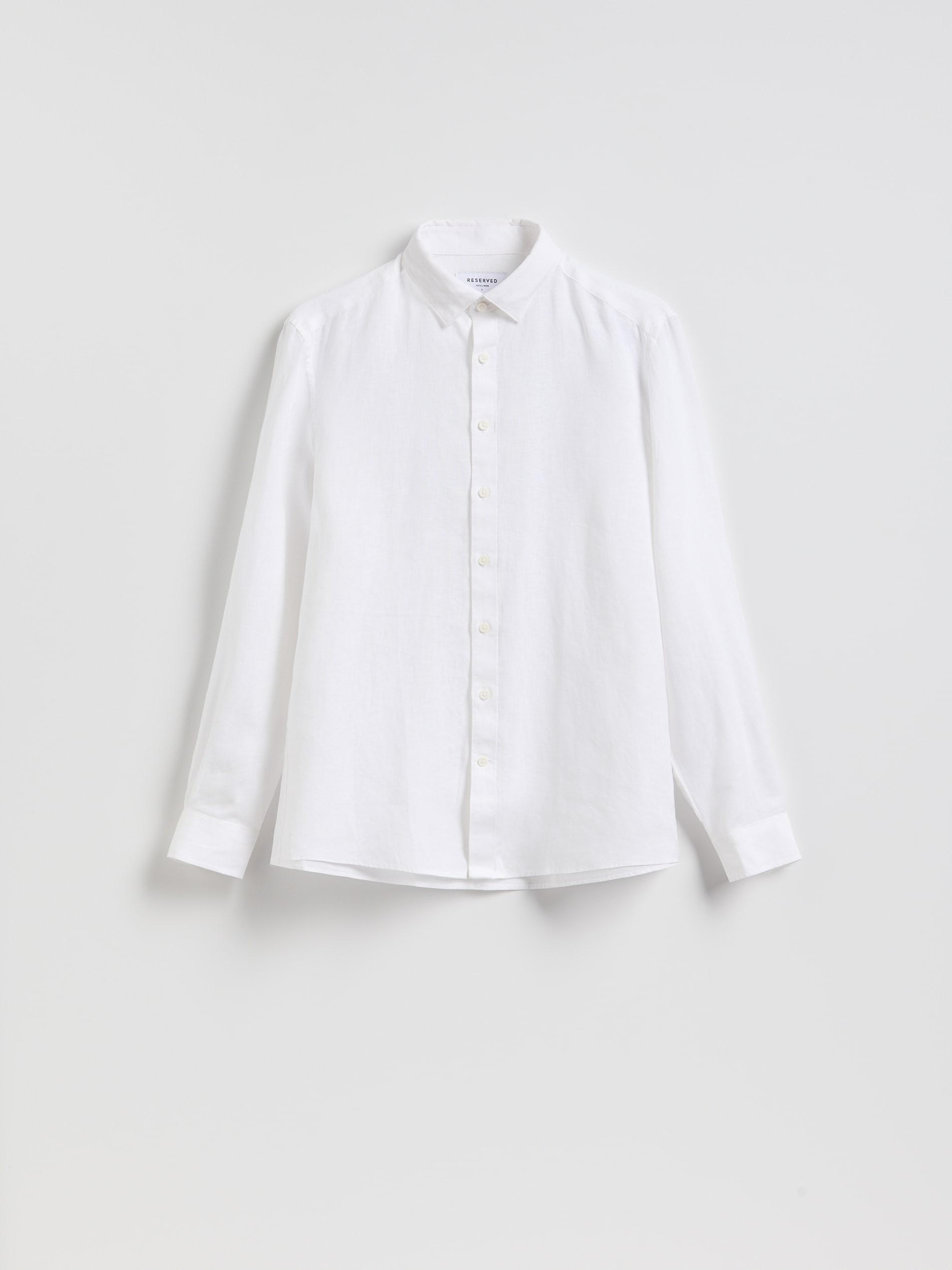 White Regular Fit Linen Shirt, White, large image number 4