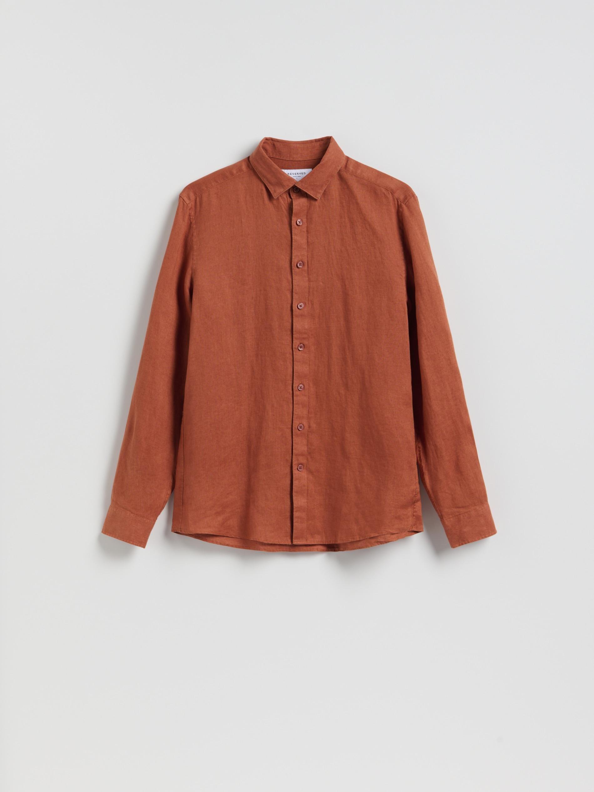 Orange Regular Fit Linen Shirt, Orange, large image number 3