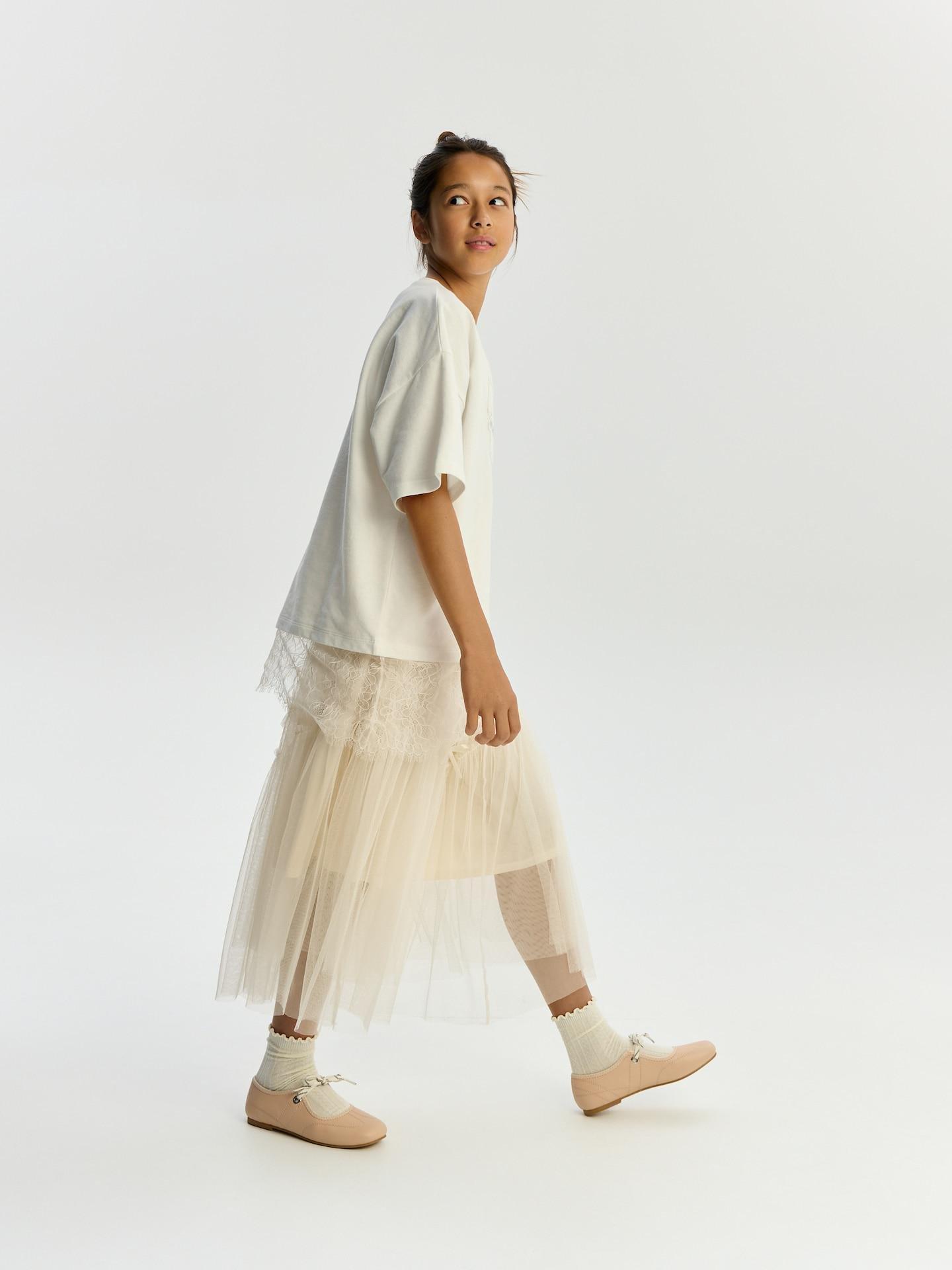 Beige Tulle Skirt, Ivory, medium