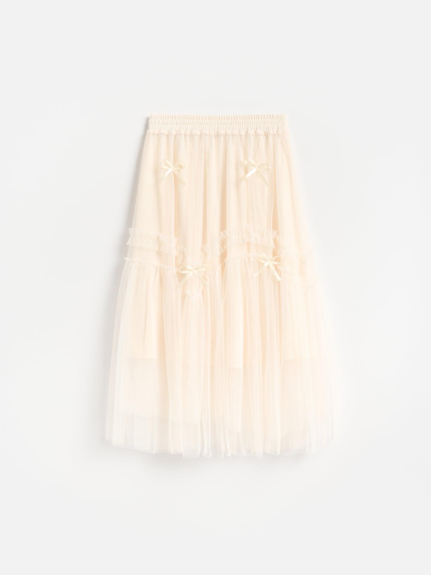 Beige Tulle Skirt, Ivory, medium